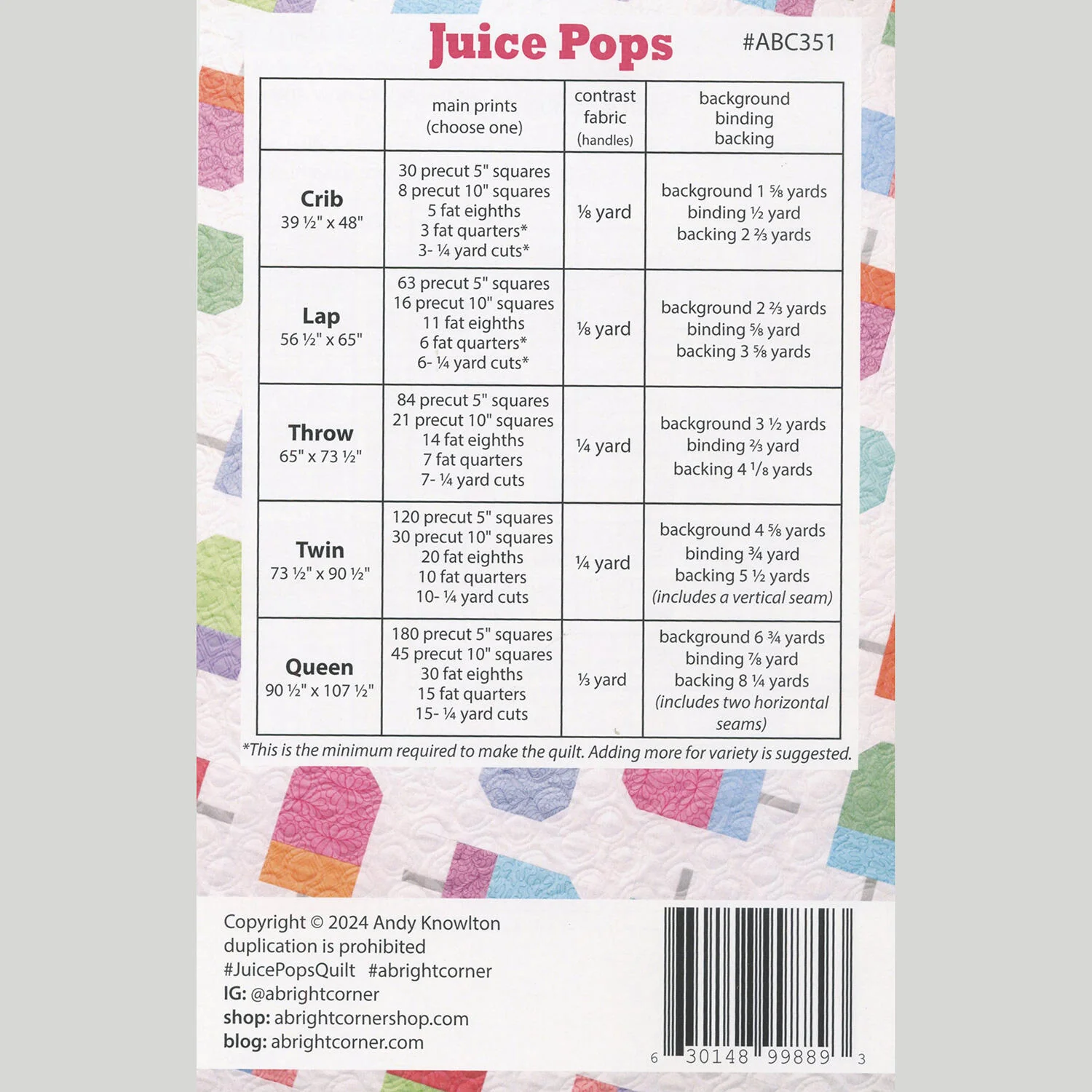 Juice Pops Quilt Pattern - Image 2