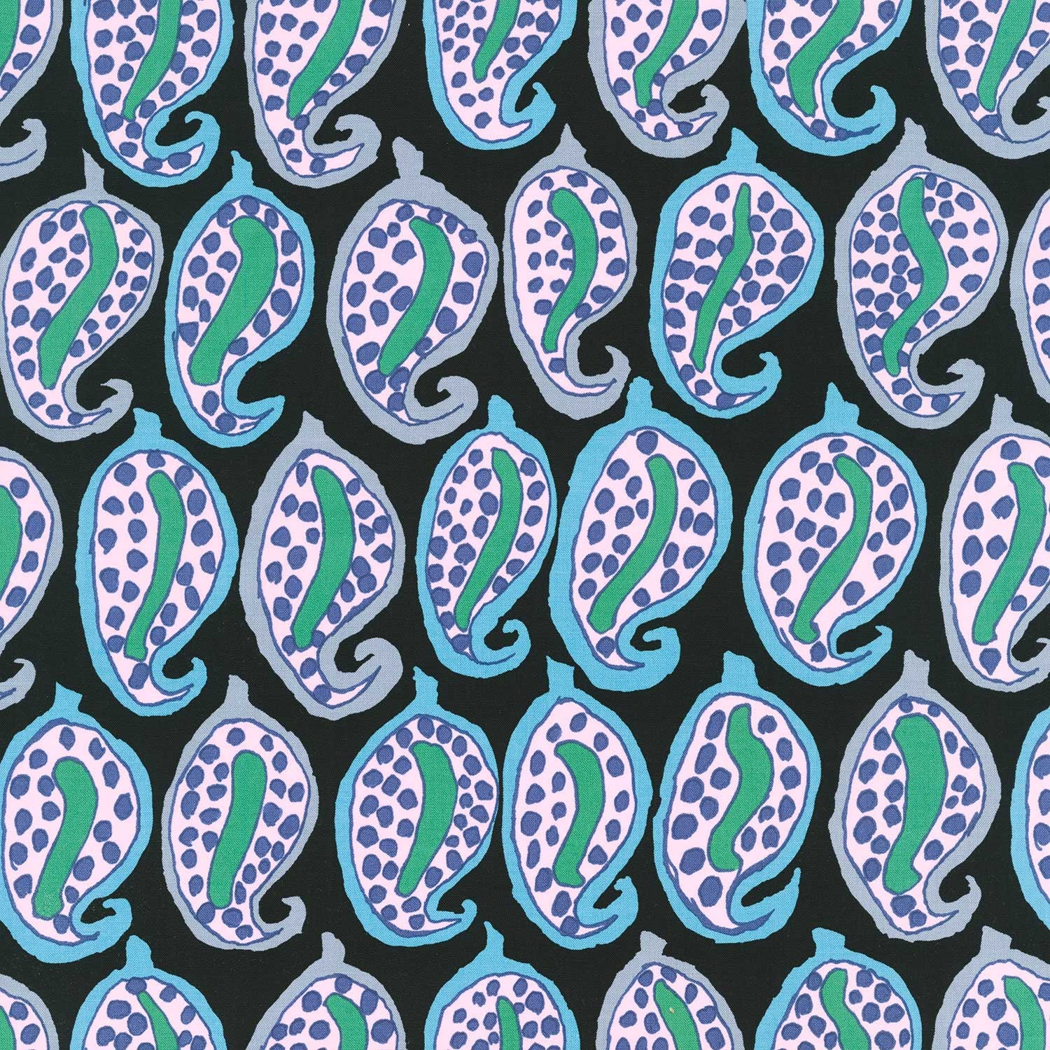 Kaffe Fassett Collective - August 2024 Pasha Paisley Black Yardage