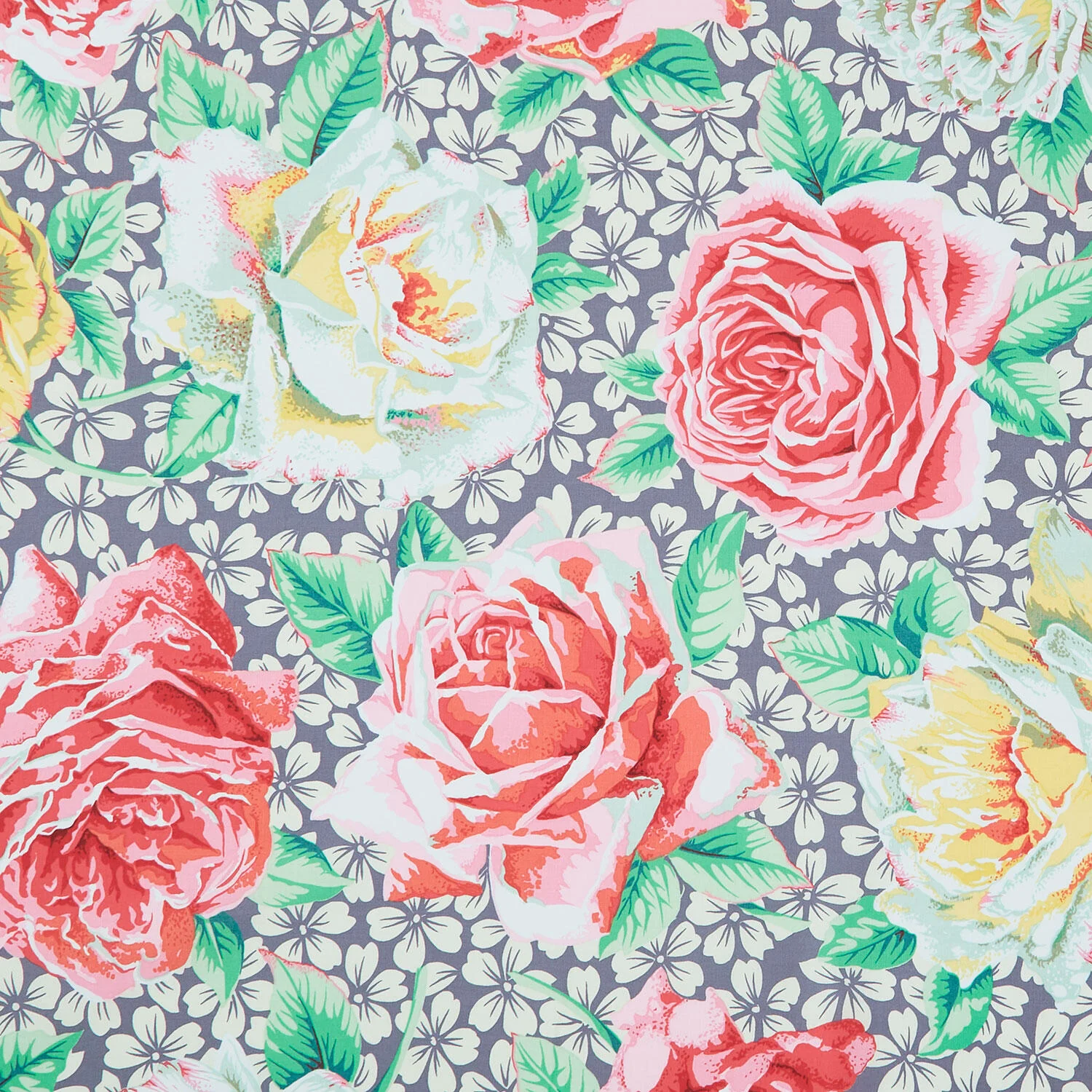 Kaffe Fassett Collective - February 2026 Rose Bloom Grey Yardage