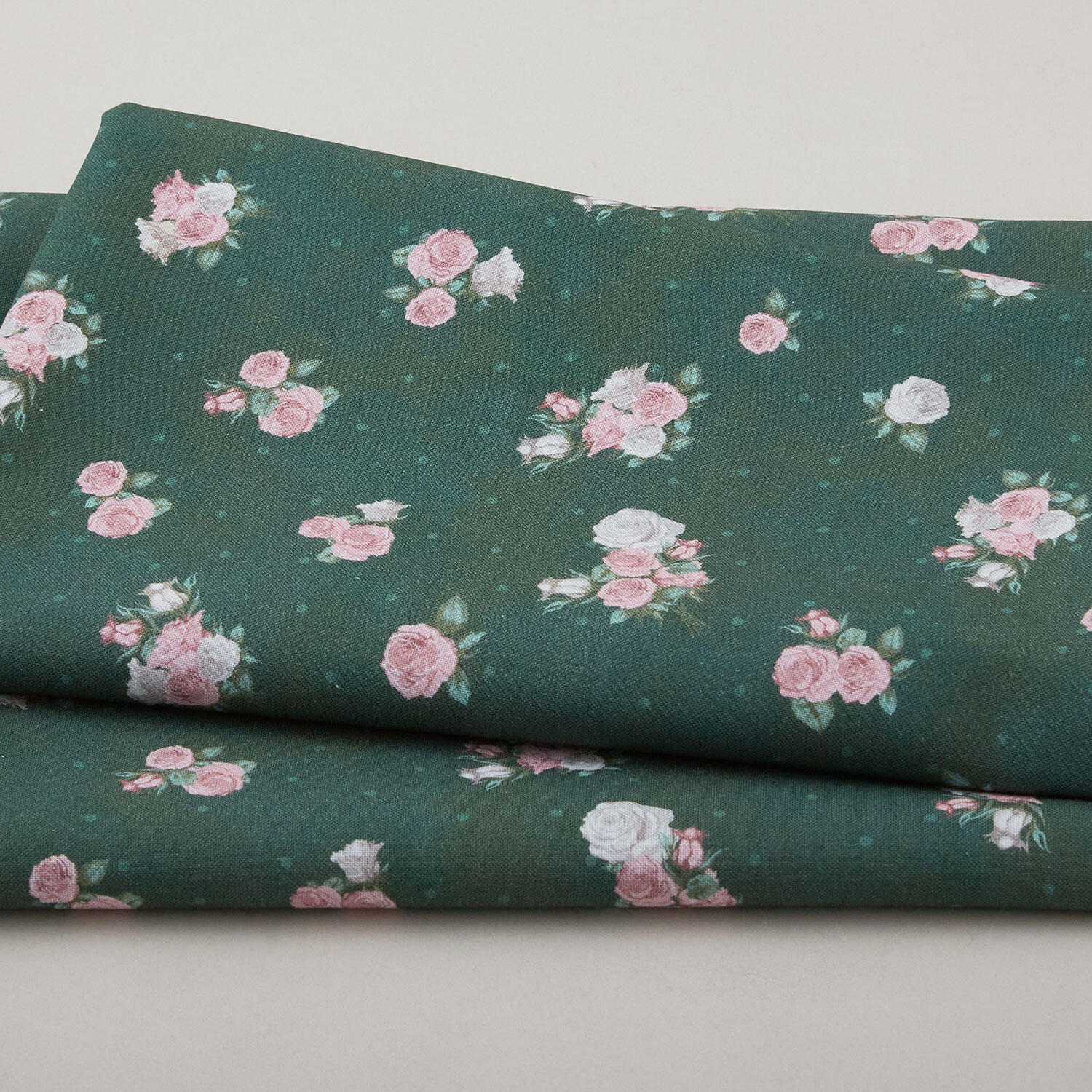 Karla-Rose - Small Flowers & Dots Green 2 Yard Cut