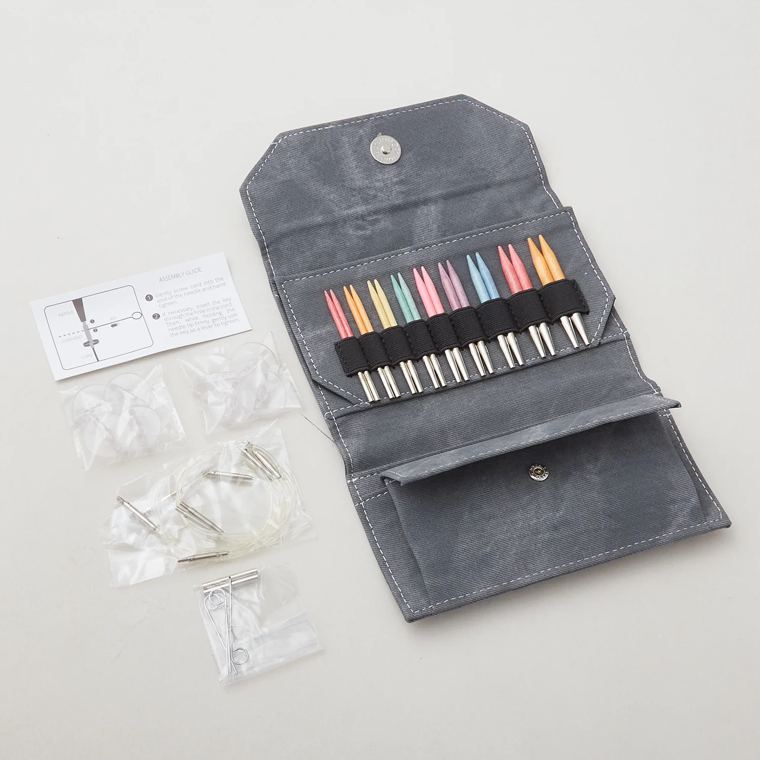 Lykke Colour Wooden Interchangeable Knitting Needle Set - Grey Denim (3.5" tips) - Image 2