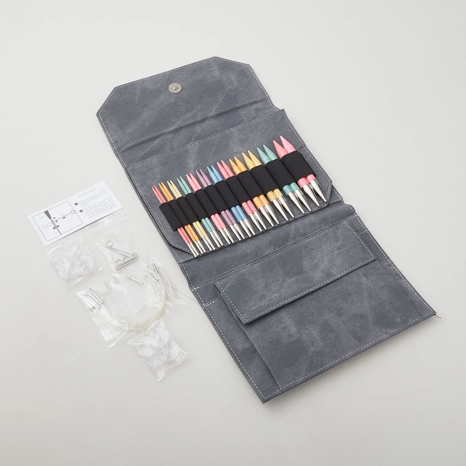 Lykke Colour Wooden Interchangeable Knitting Needle Set - Grey Denim (5" tips) - Image 2