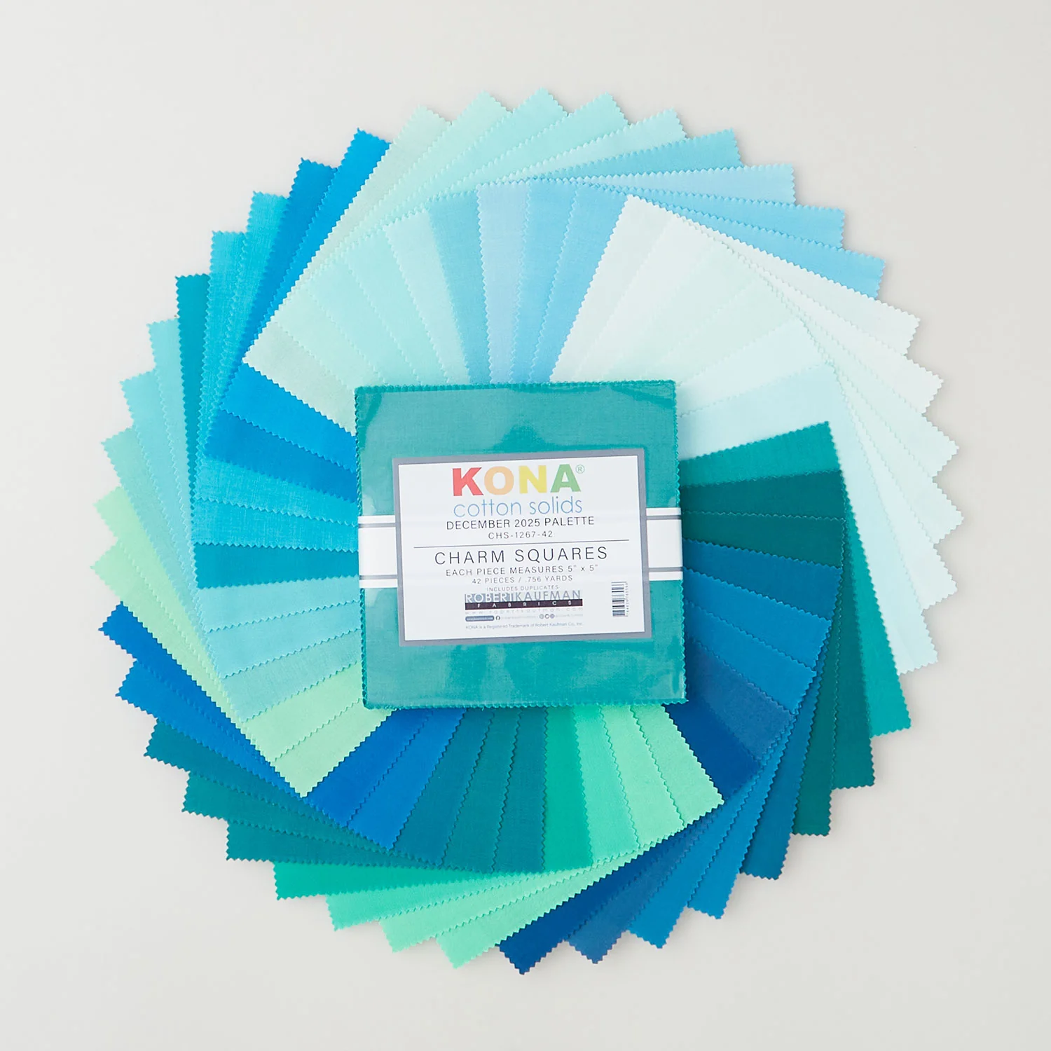 Kona Cotton - Aquas and Greens December 2025 Charm Pack
