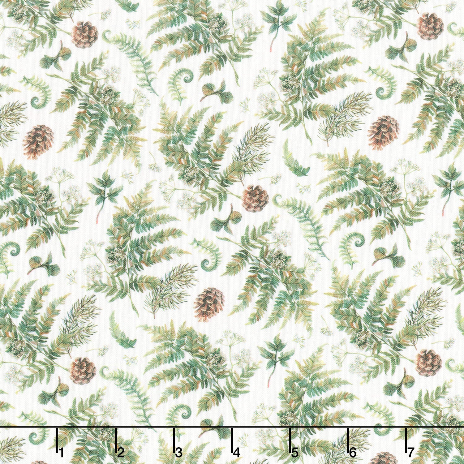 Lakeside Retreat - Ferns White Multi Yardage