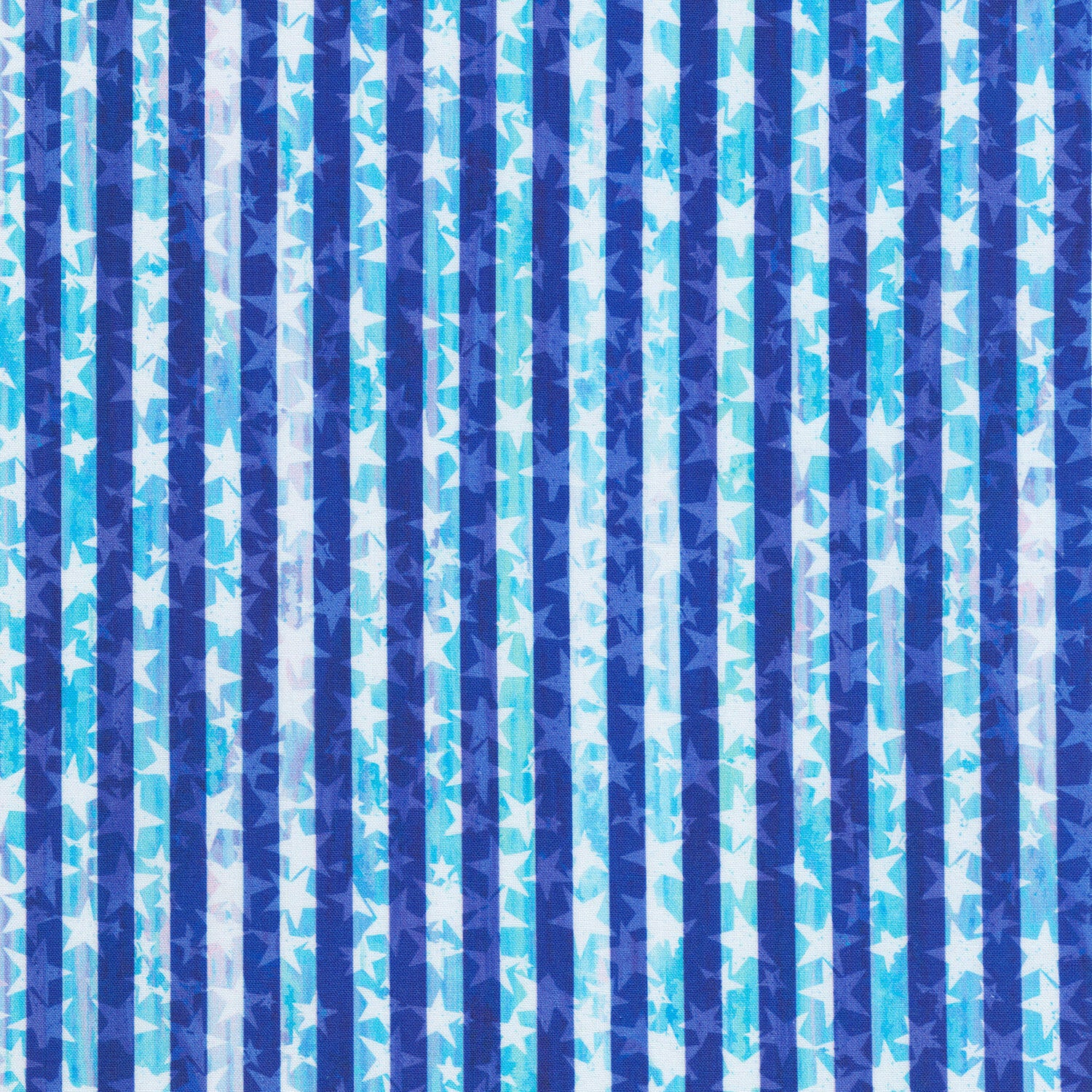 Land Of The Free - Stars And Stripes Blue Yardage