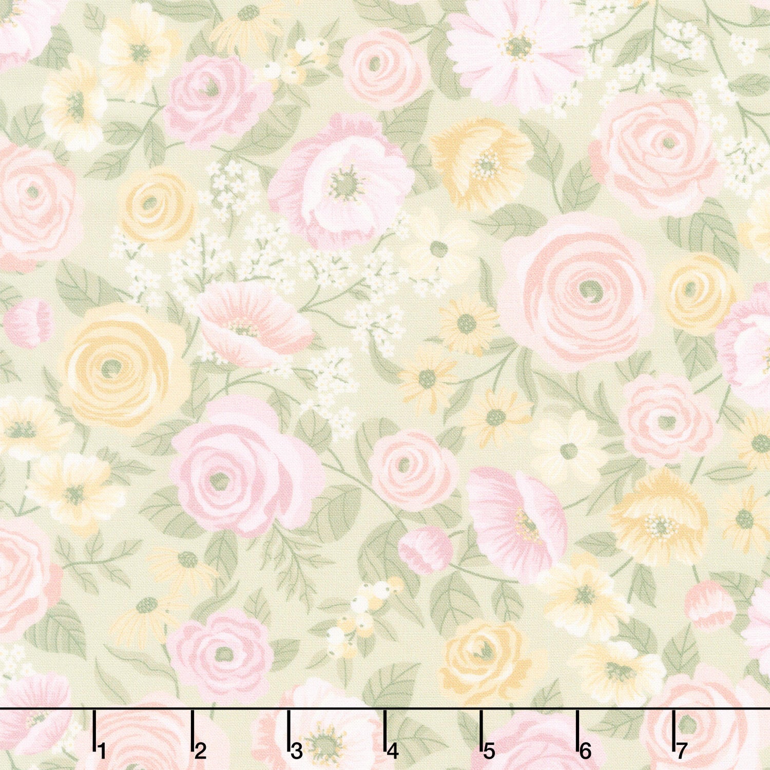 Layla - Multi Floral Celadon Yardage