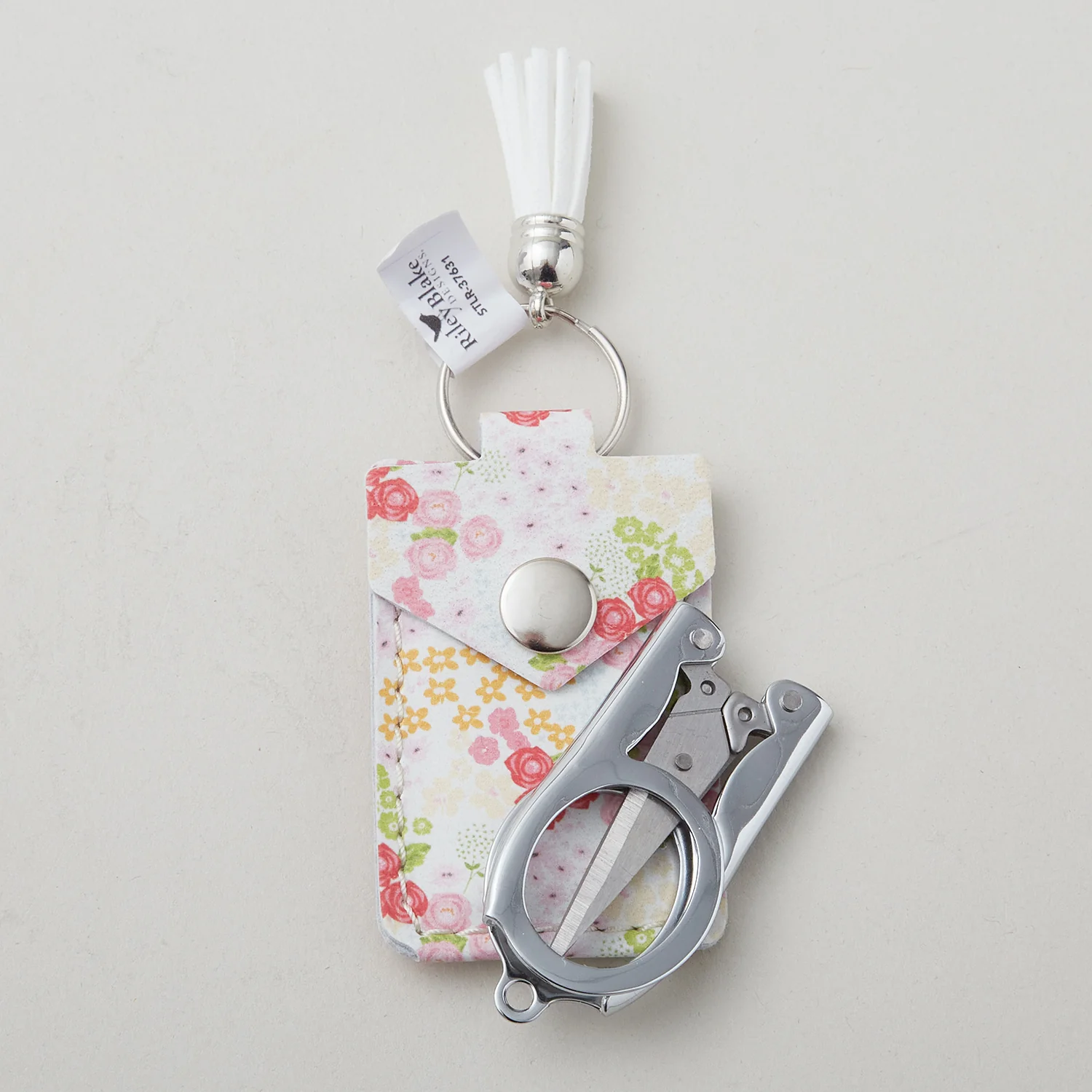 Leather Scissor Pouch with Scissors - Picnic Florals - Image 2