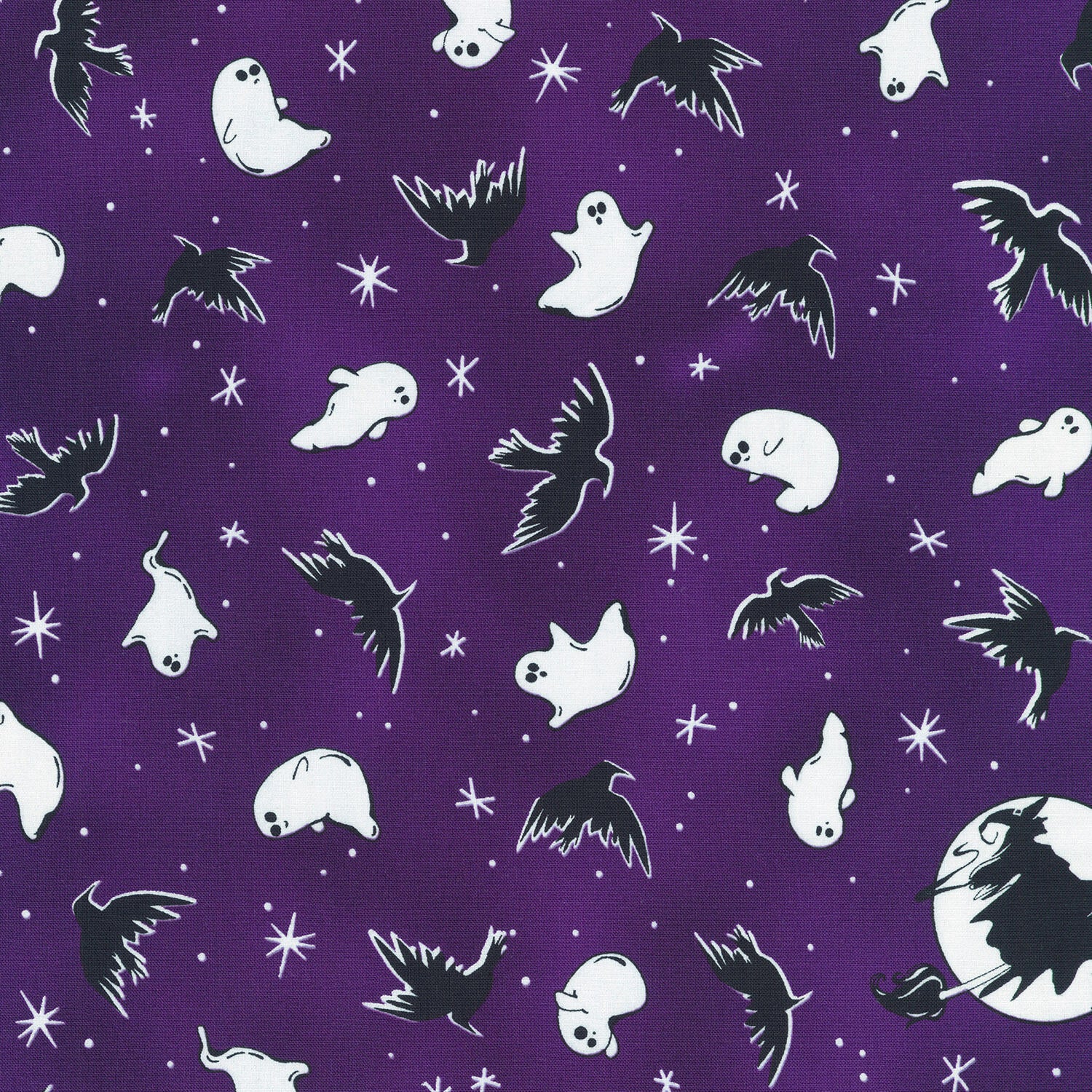 Lights Out - Ghosts and Crows Midnight Purple 2 Yard Cut - Image 2