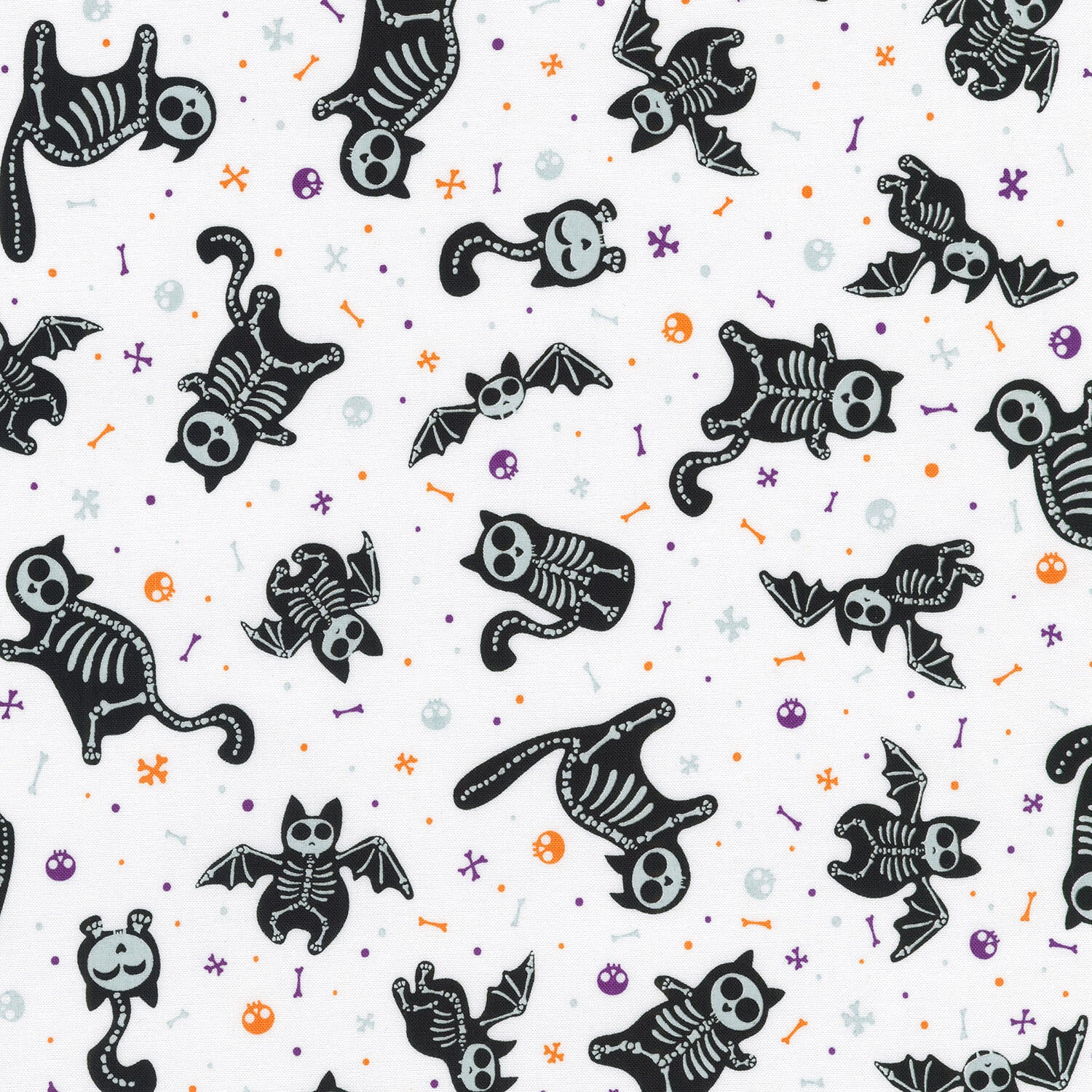 Lights Out - Kitty Skeletons Bone Yardage