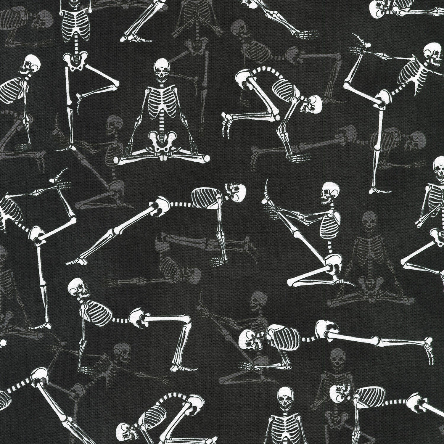 Lights Out - Skeletons Yoga Nightfall Glow in the Dark Yardage