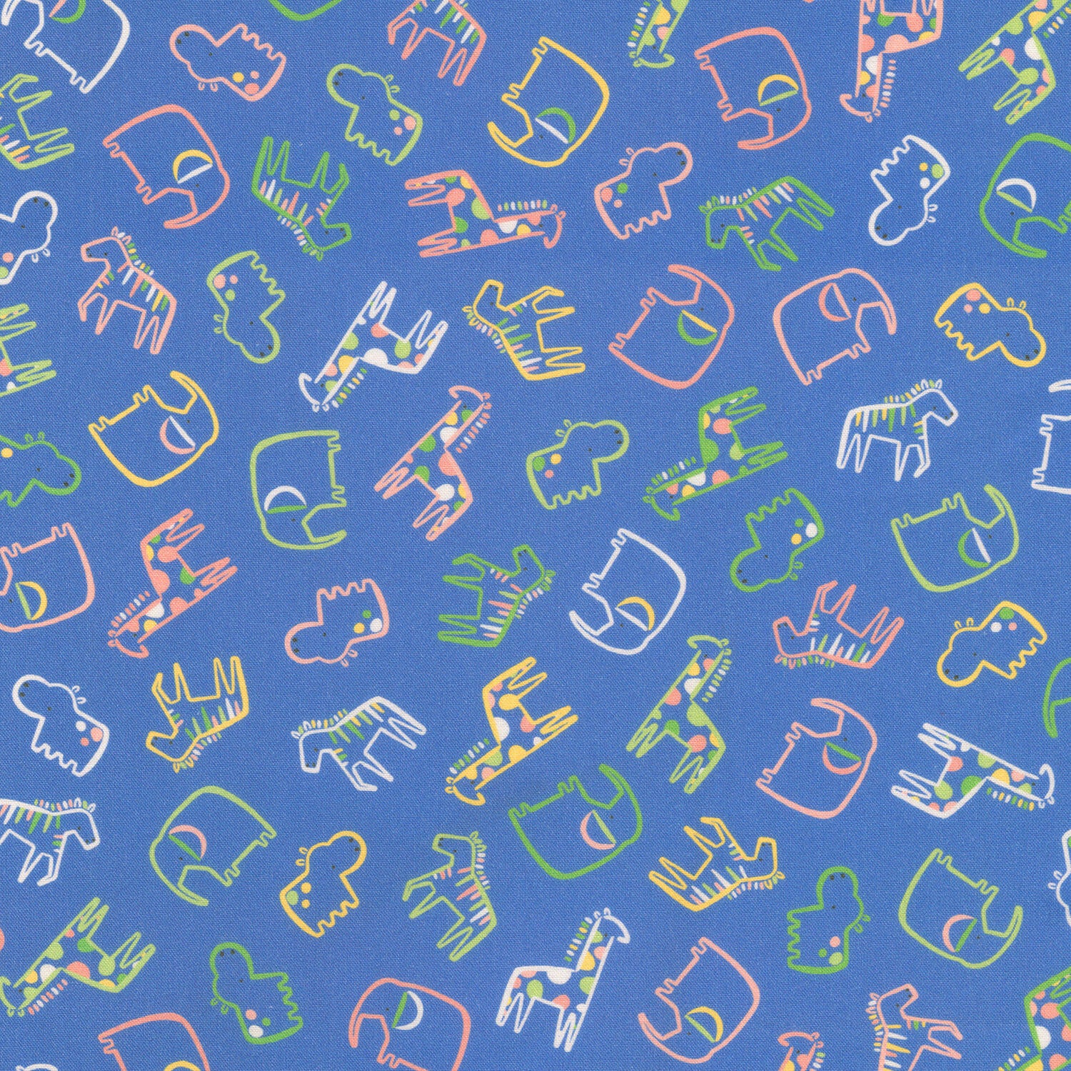 Little Safari - Tossed Animals Cornflower Yardage