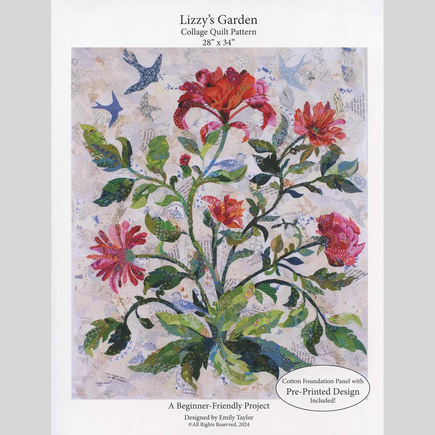 Lizzy's Garden Collage Quilt Foundation Panel Pattern