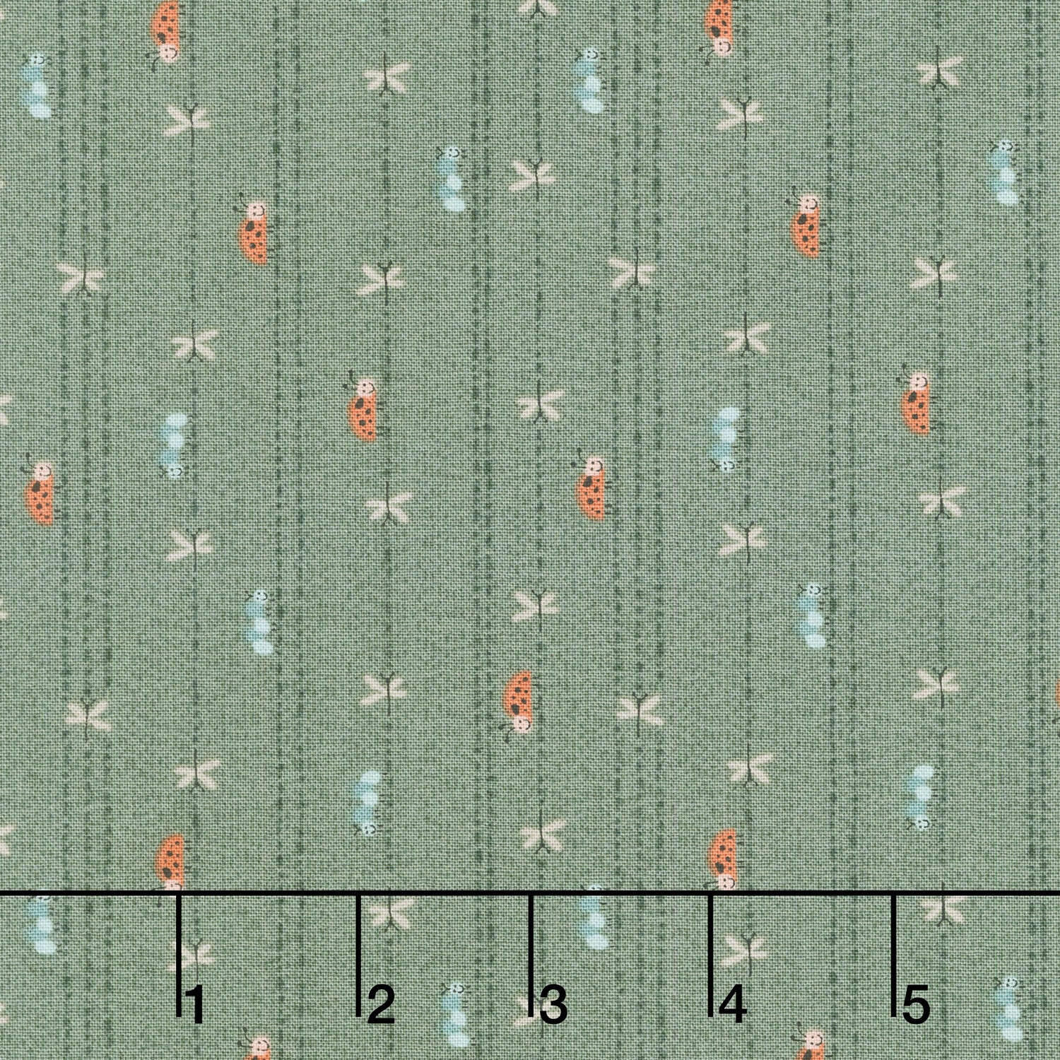 Love Bugs - Bug Stripe Dark Green Yardage