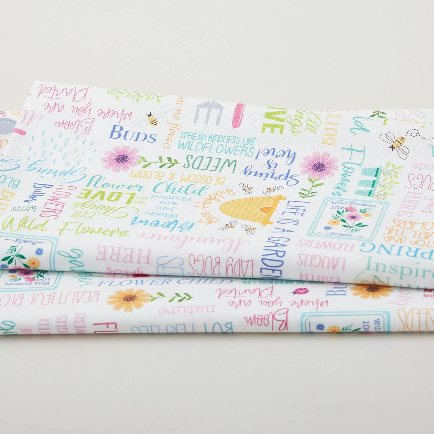 Love Grows Here - Blossom & Bloom Words White 2 Yard Cut