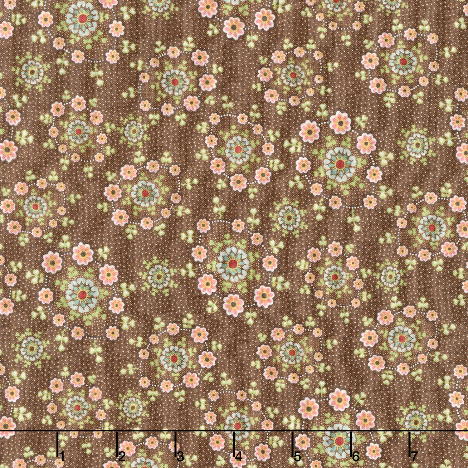 Love Struck - Daisy Wreaths Brown Yardage