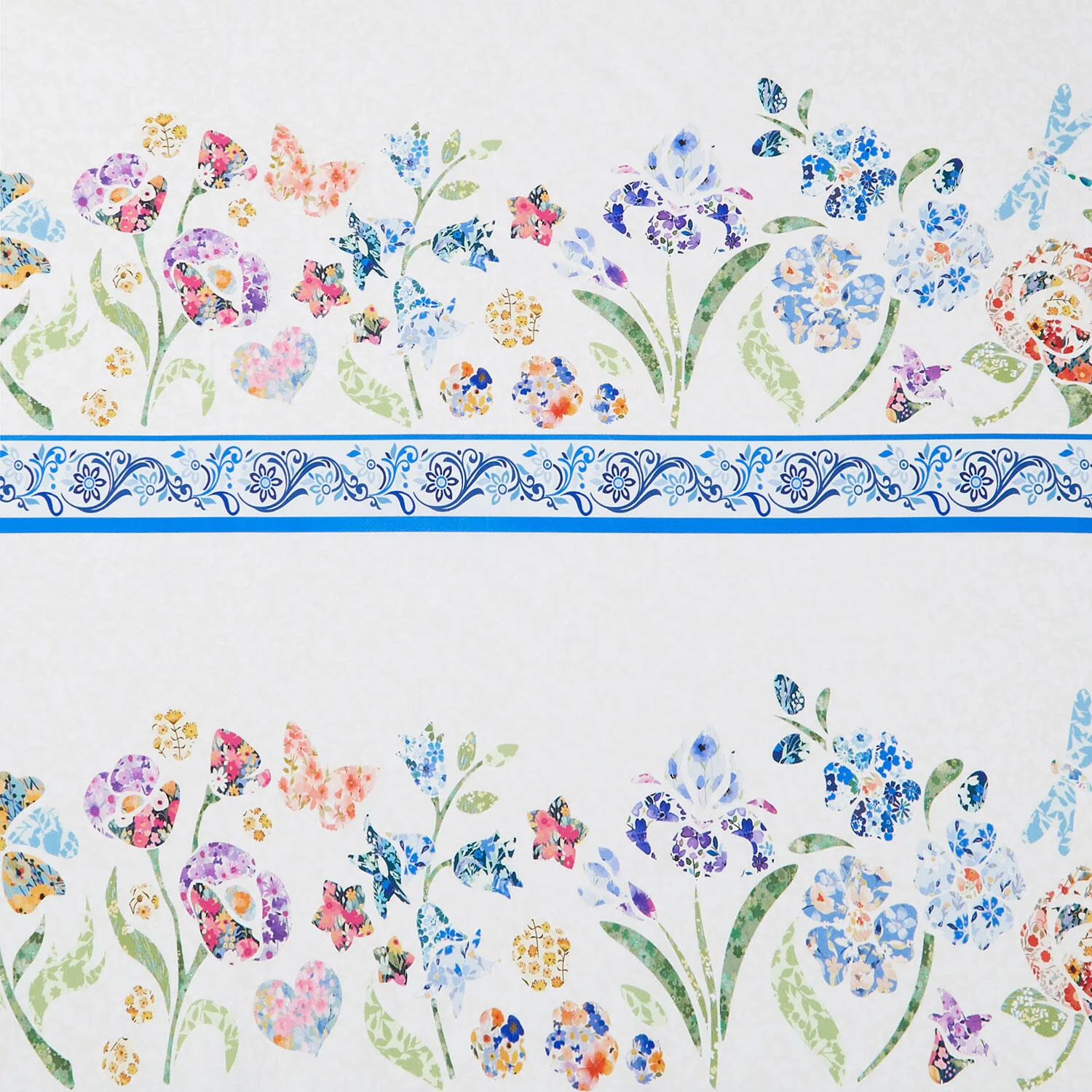 Lovelies - Floral Border Stripe Multi Yardage