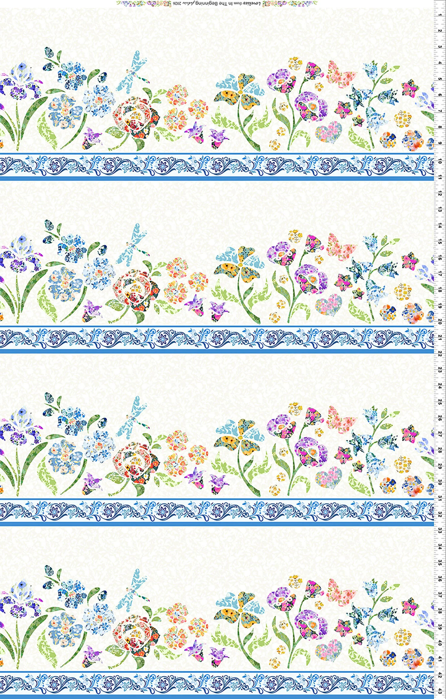 Lovelies - Floral Border Stripe Multi Yardage - Image 2