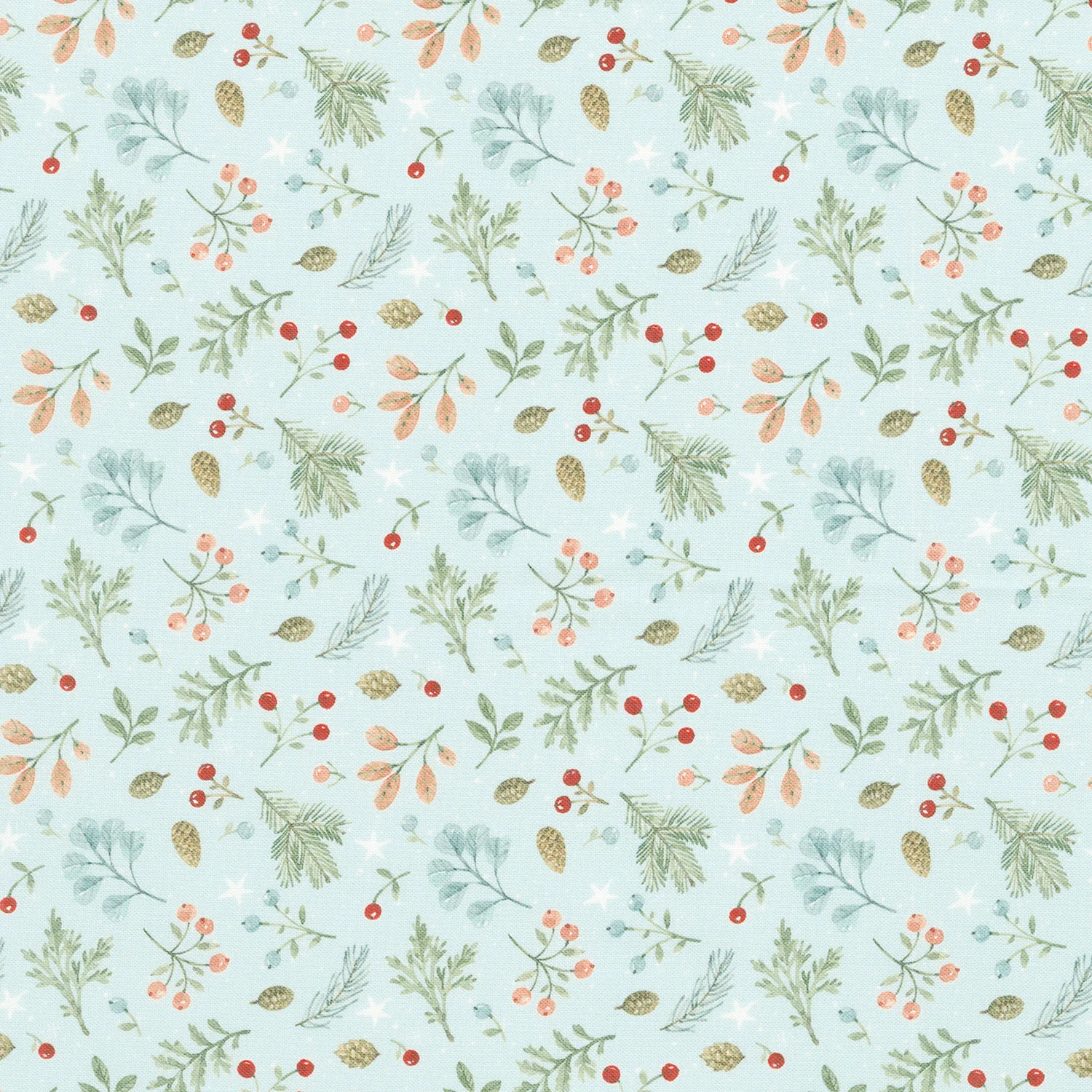 Magical Winterland - Foliage Blue Yardage