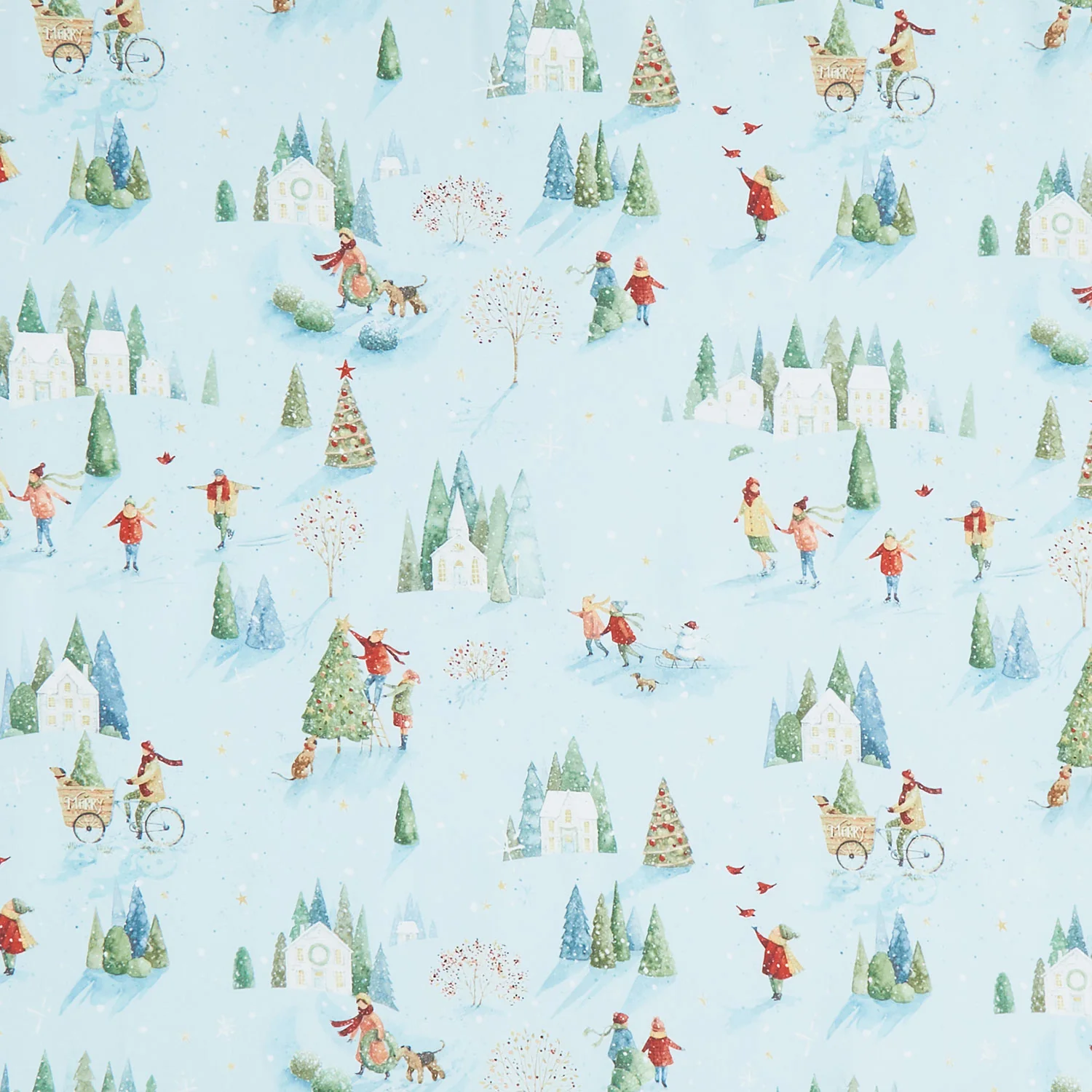 Magical Winterland - Winter Scene Blue Yardage