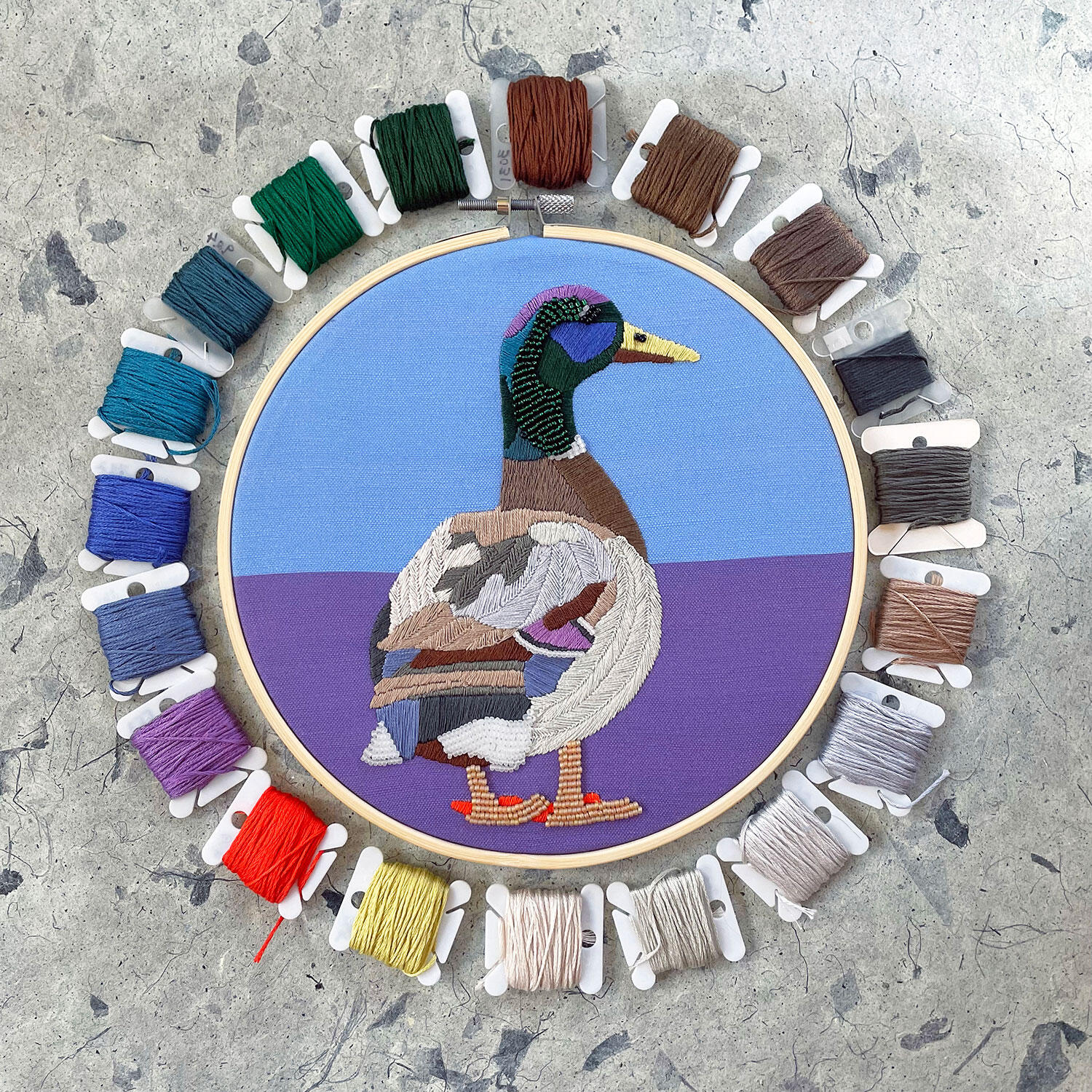 Mallard Duck Embroidery and Beadwork Kit