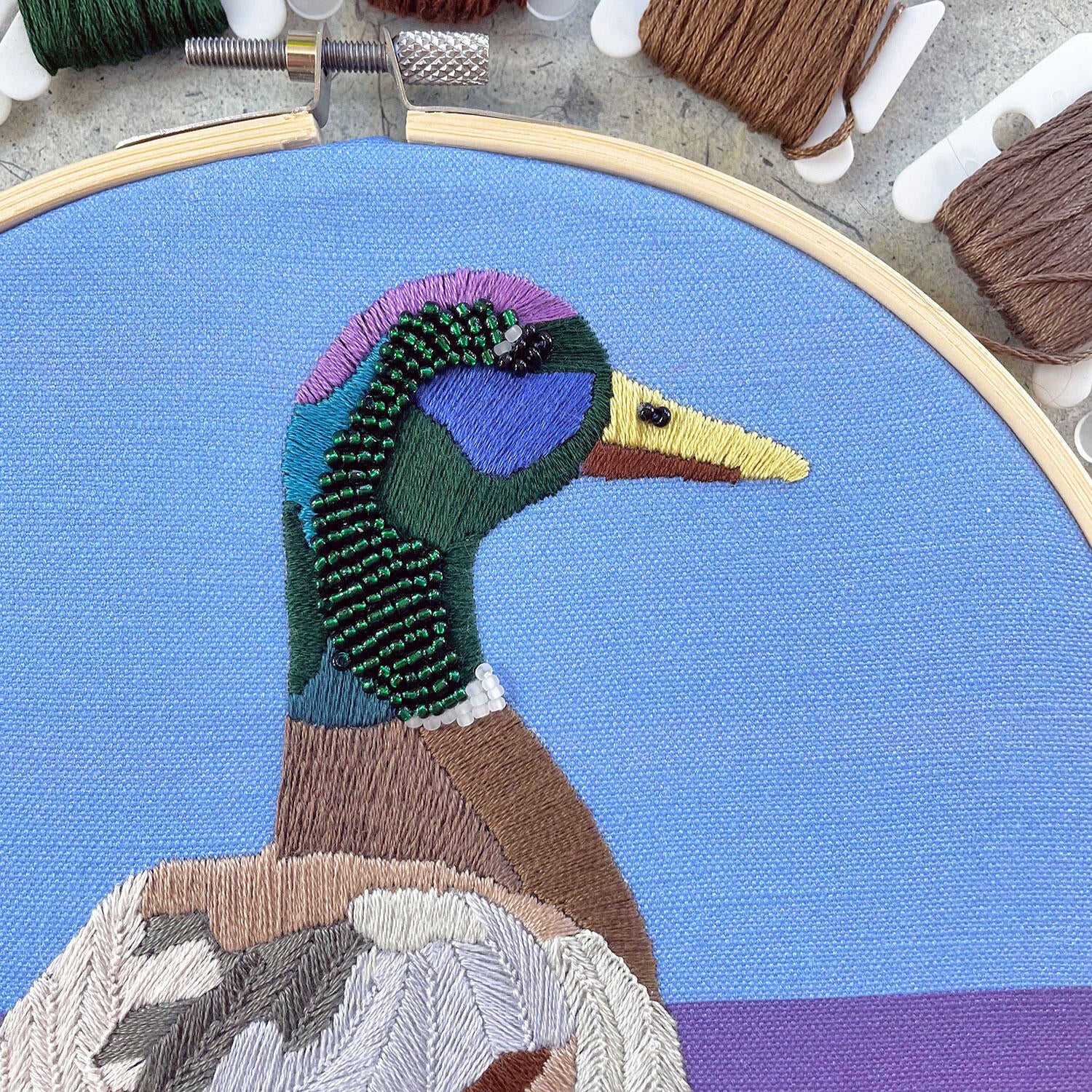 Mallard Duck Embroidery and Beadwork Kit - Image 2