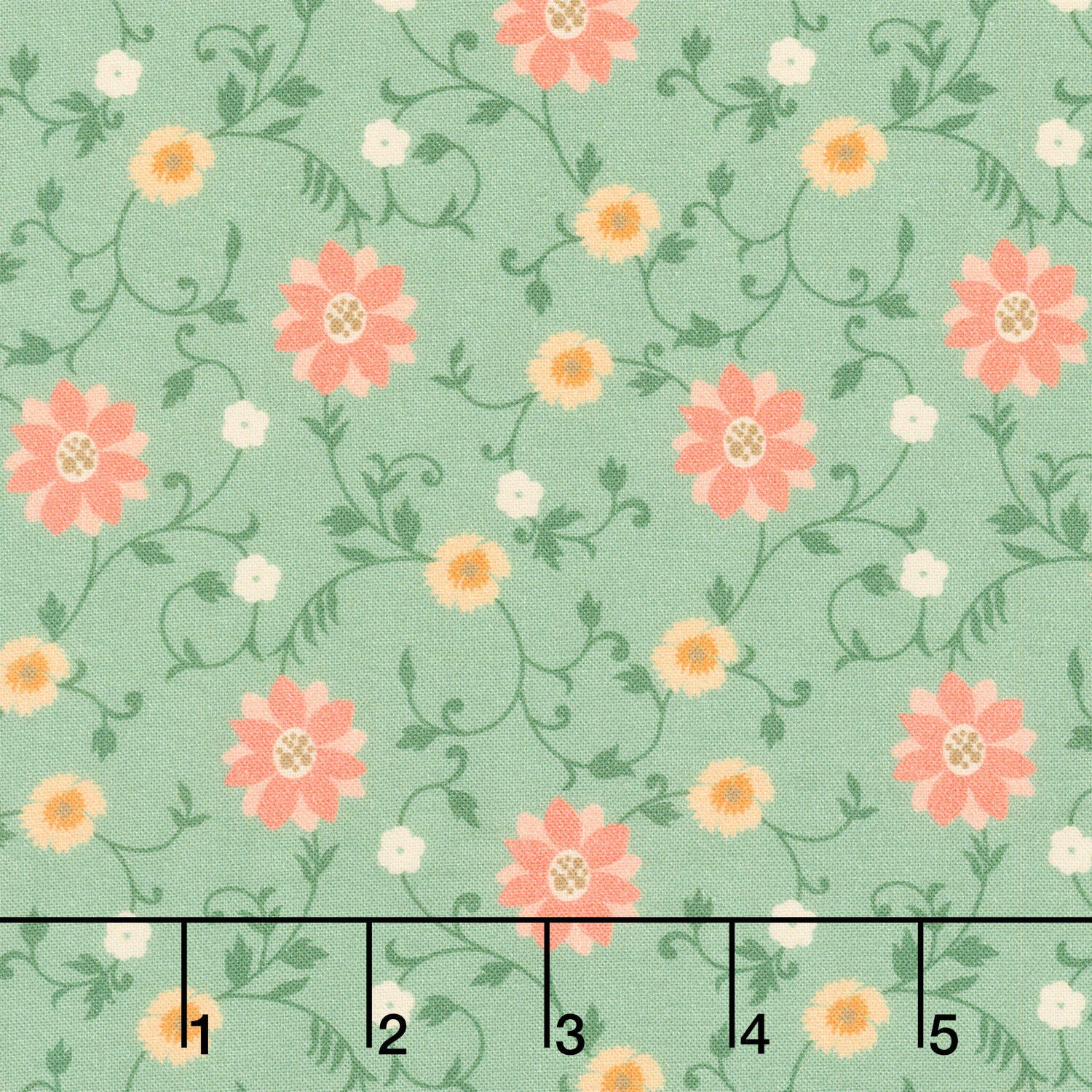 Maple and Marigolds - Scrolly Flower Light Green Yardage