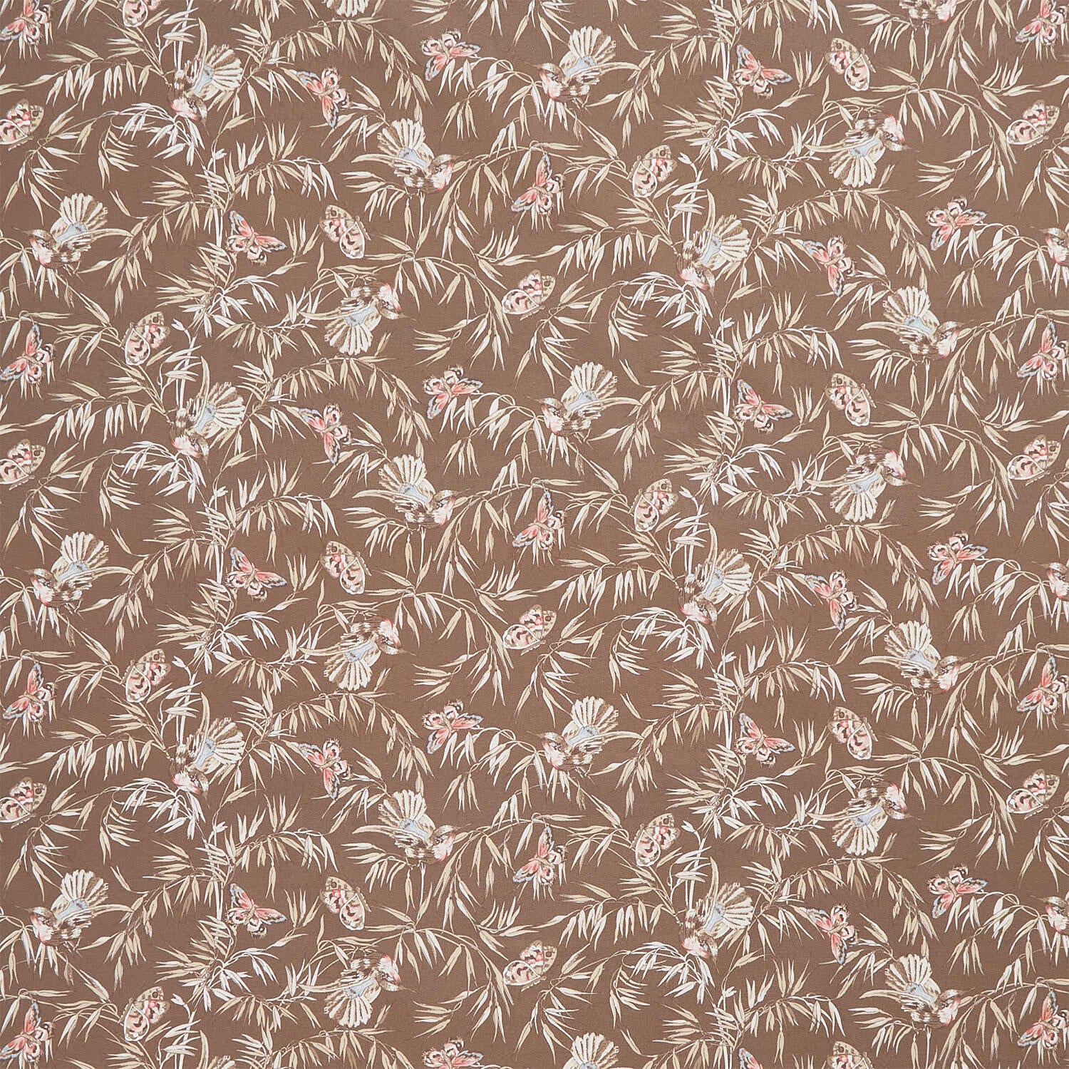 Meadow Blush - Birds and Butterflies Brown Yardage
