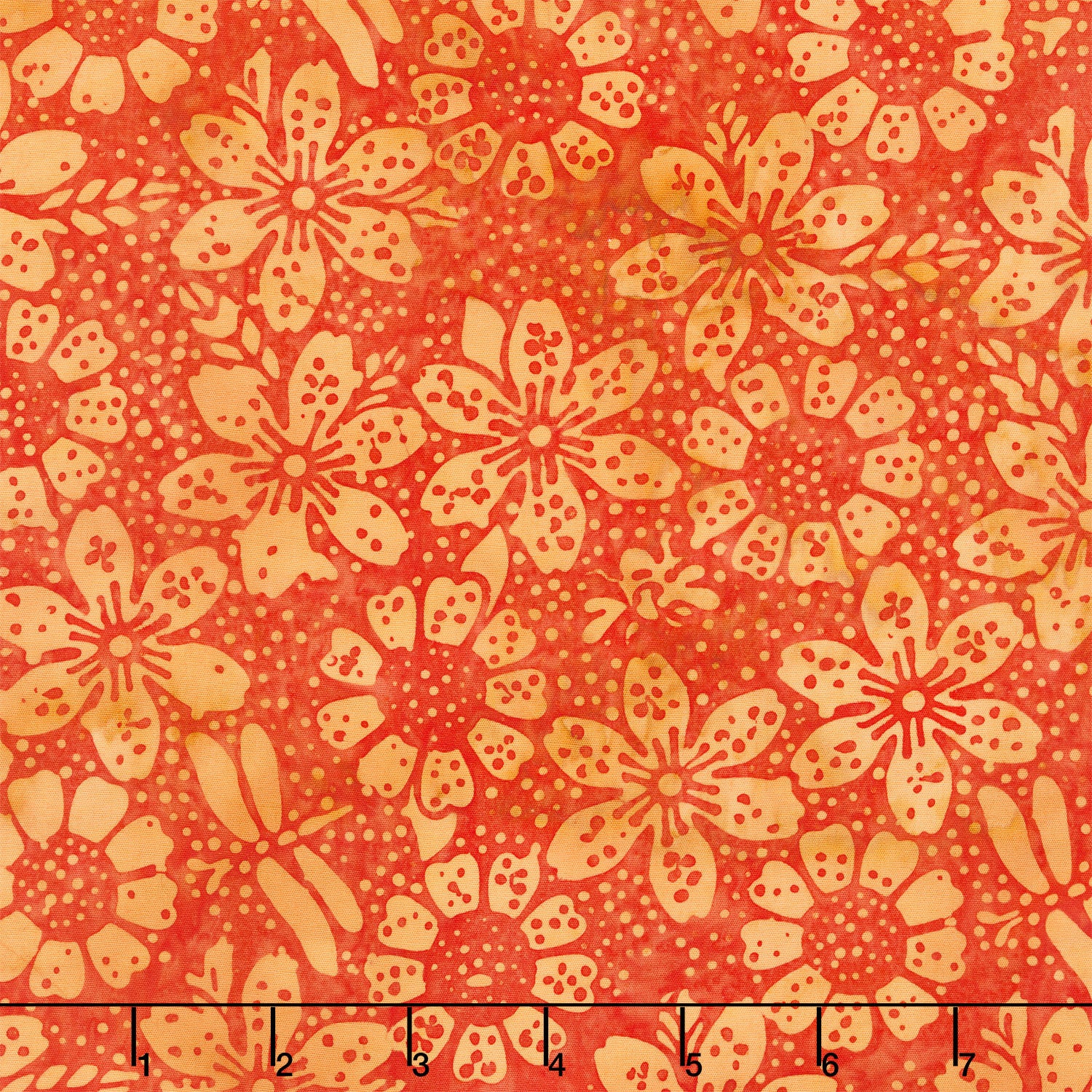 Meadow Sunshine Batiks - Dot Floral Copper Yardage