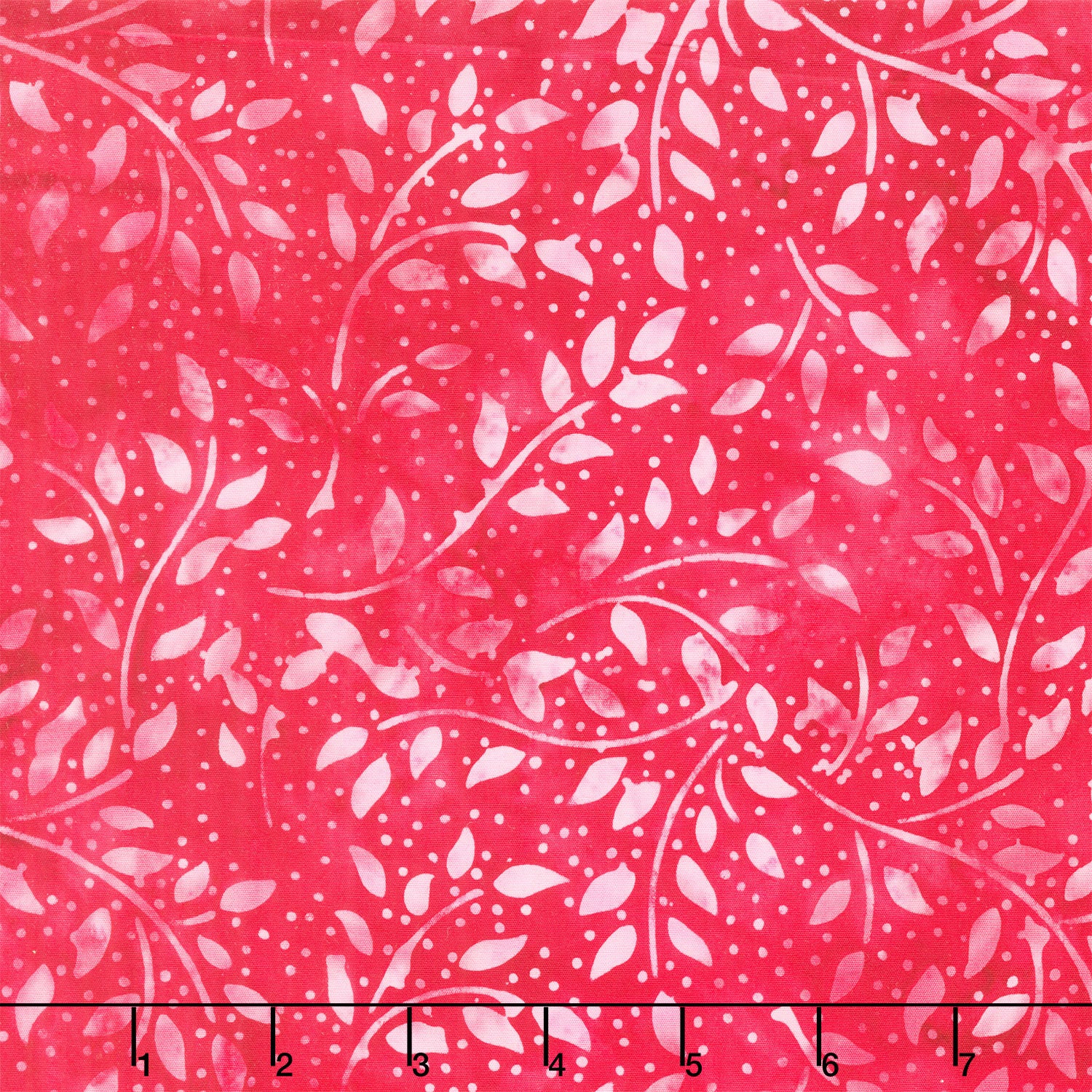 Meadow Sunshine Batiks - Small Paisley Leaves Geranium Yardage