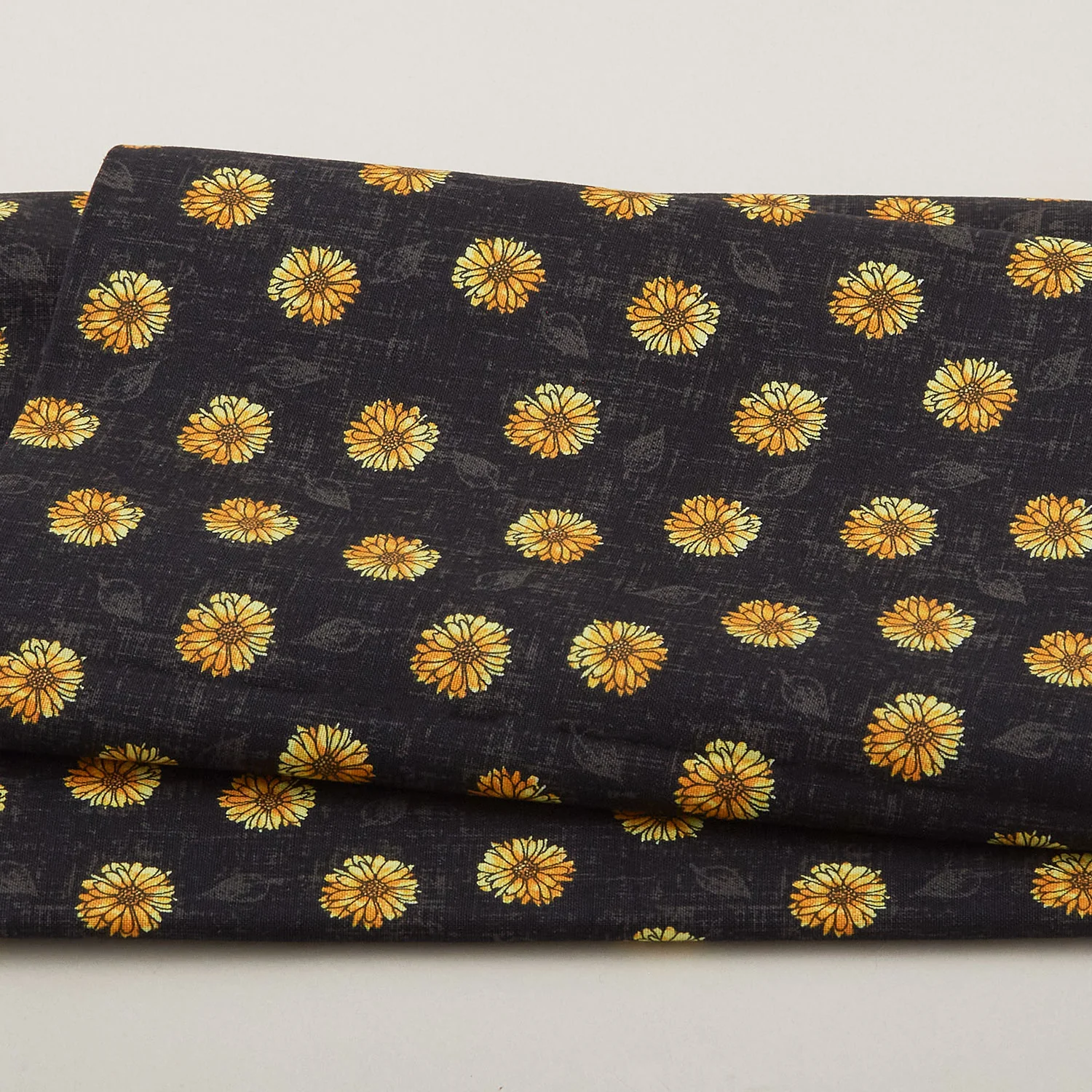 Mellow Yellow - Yellow Flower Heads Black 2 Yard Cut