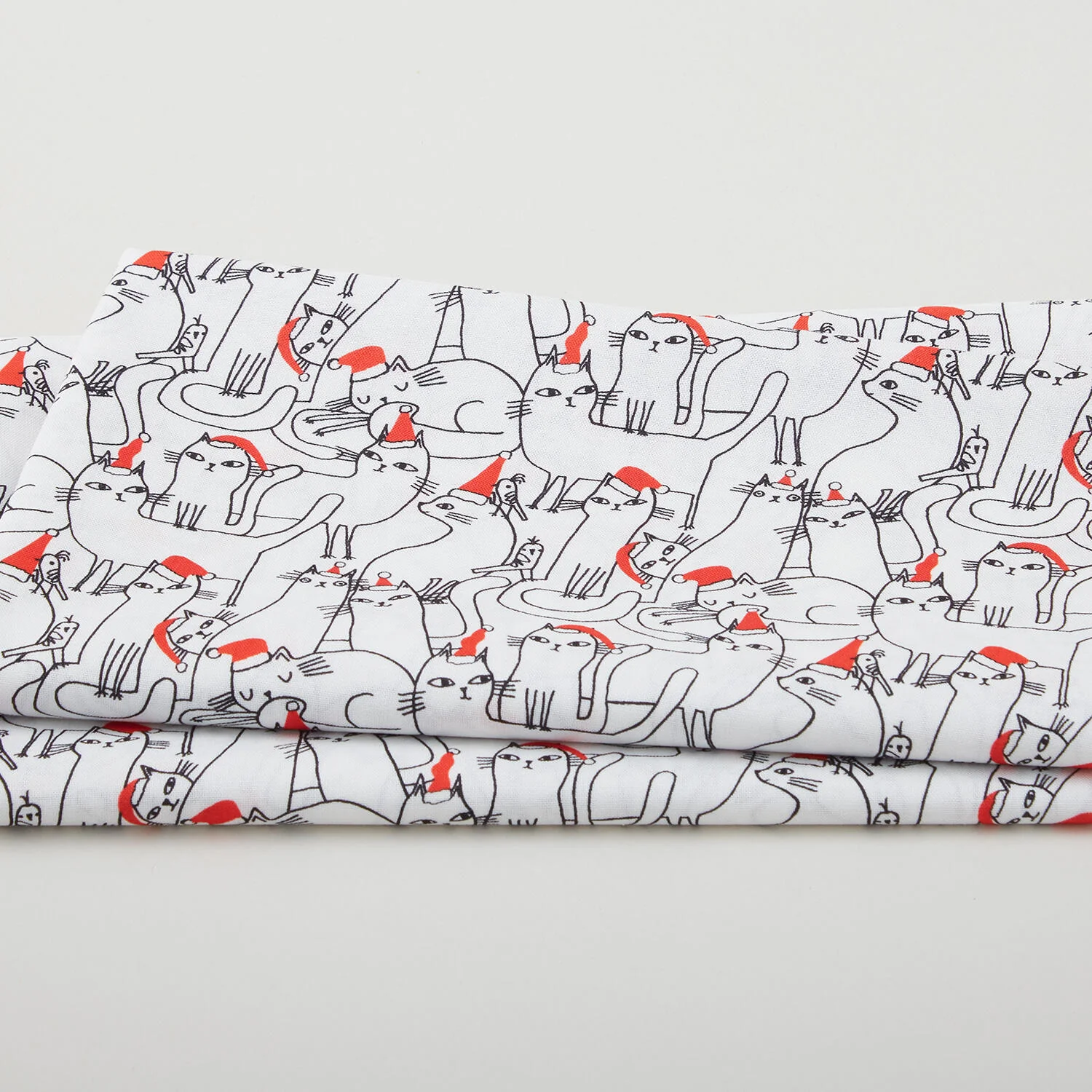 Meowy Christmas - Cats In Hats White 2 Yard Cut