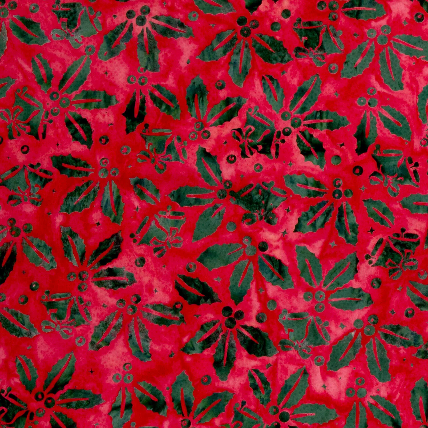 Merry Moments Batiks - Red & Green Holly Yardage