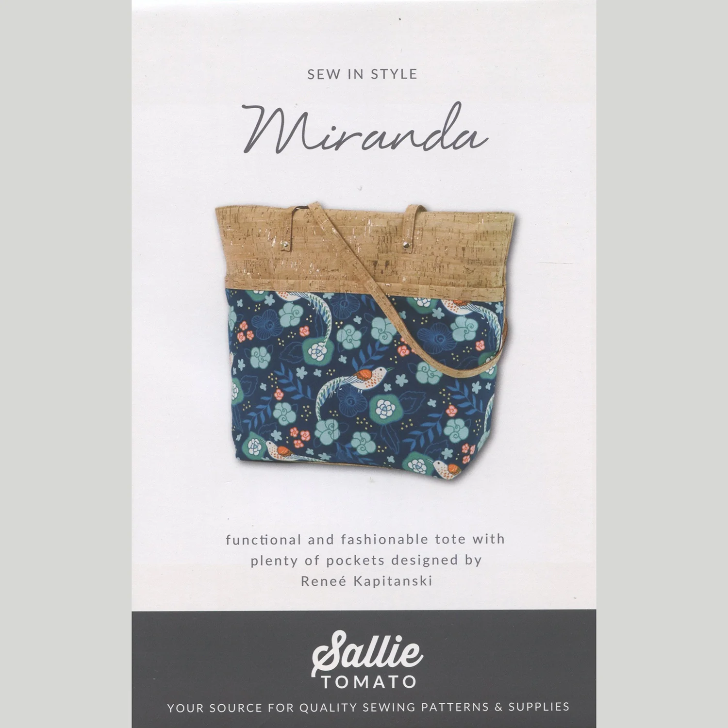 Miranda Tote Kit - Midnight Cork (print fabric not included) - Image 3