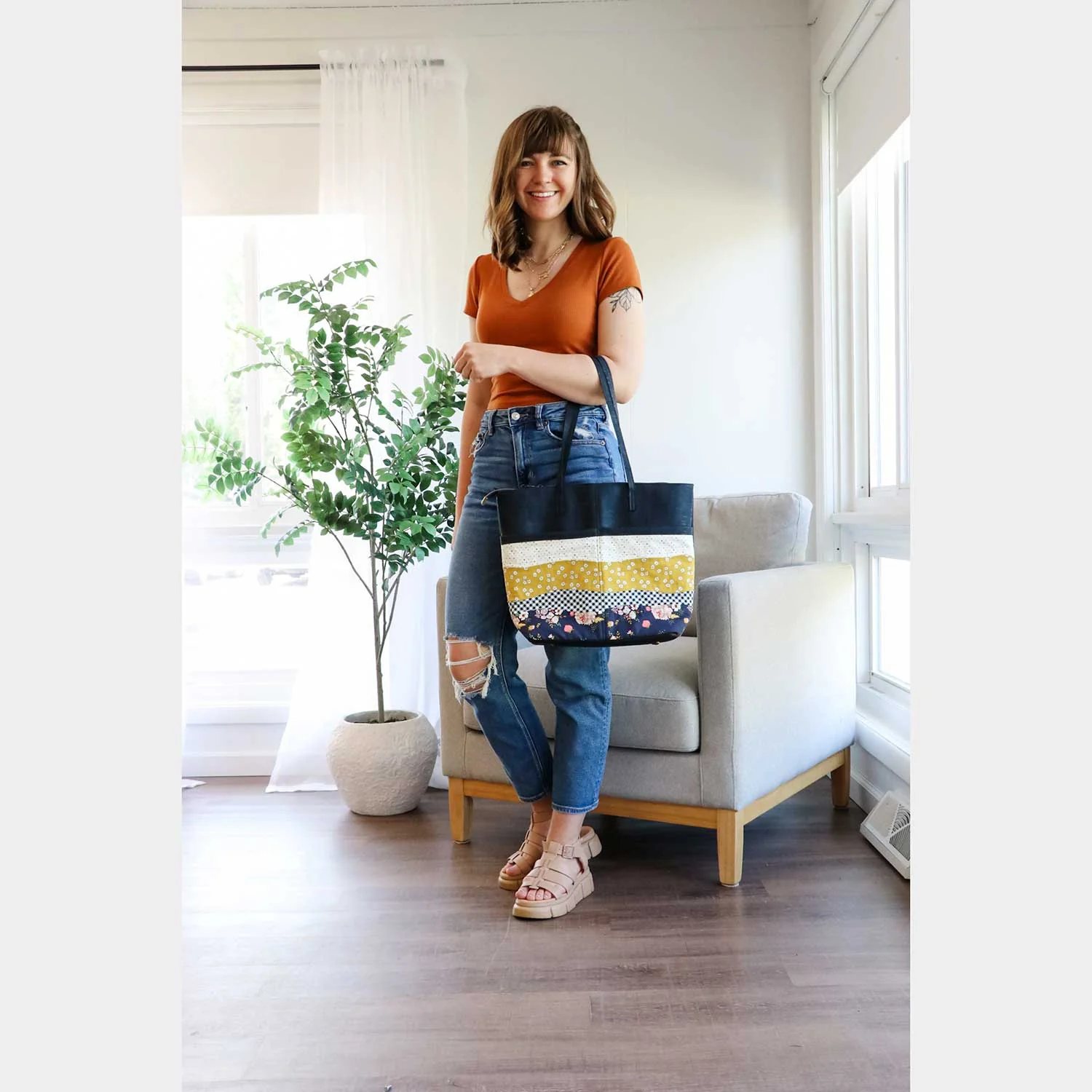 Miranda Tote Kit - Midnight Cork (print fabric not included) - Image 4
