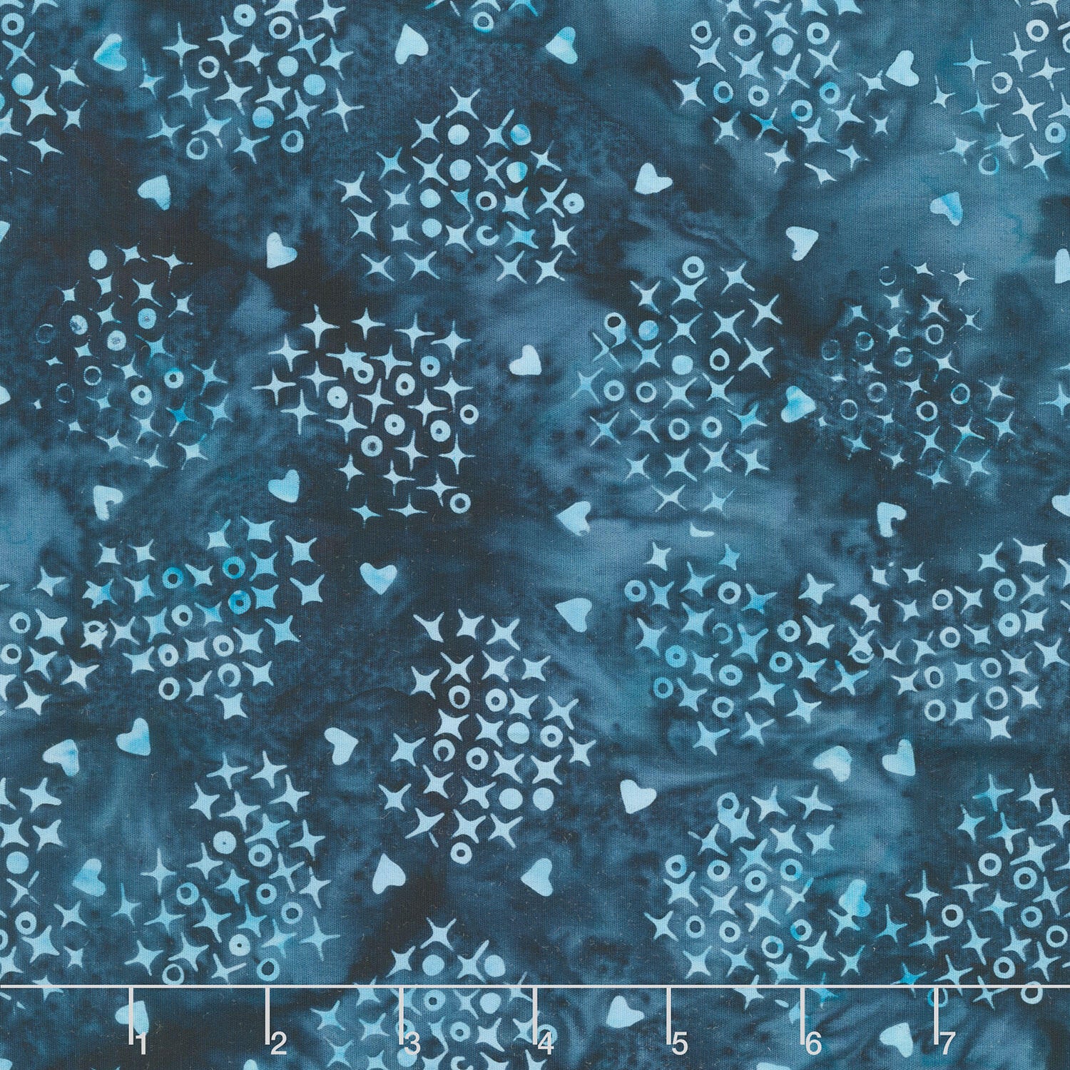 Missing You Batiks - Cross Stitch Hearts Blue Navy Yardage