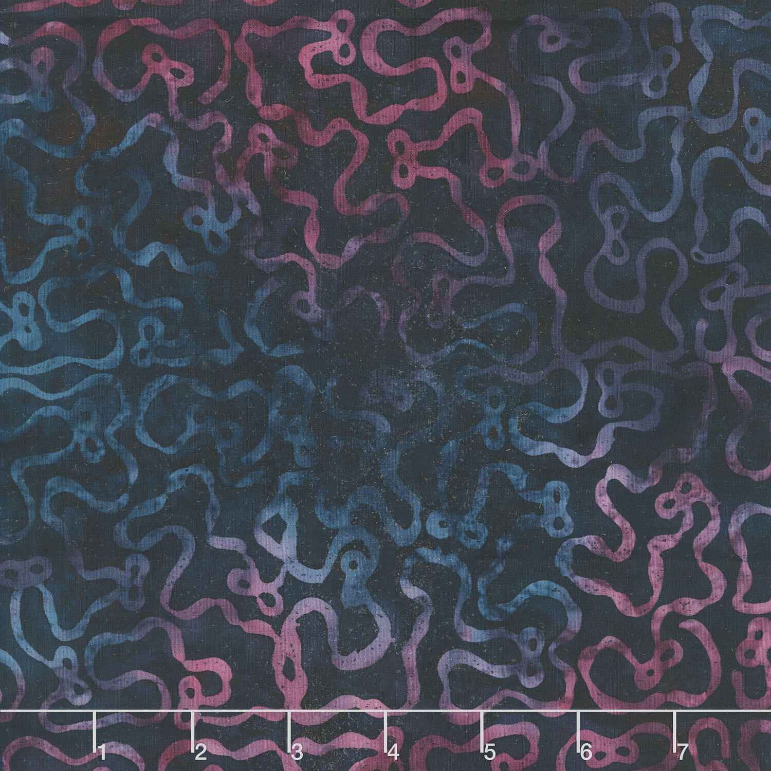 Missing You Batiks - Ribbon Meander with Bows Blue Storm Yardage