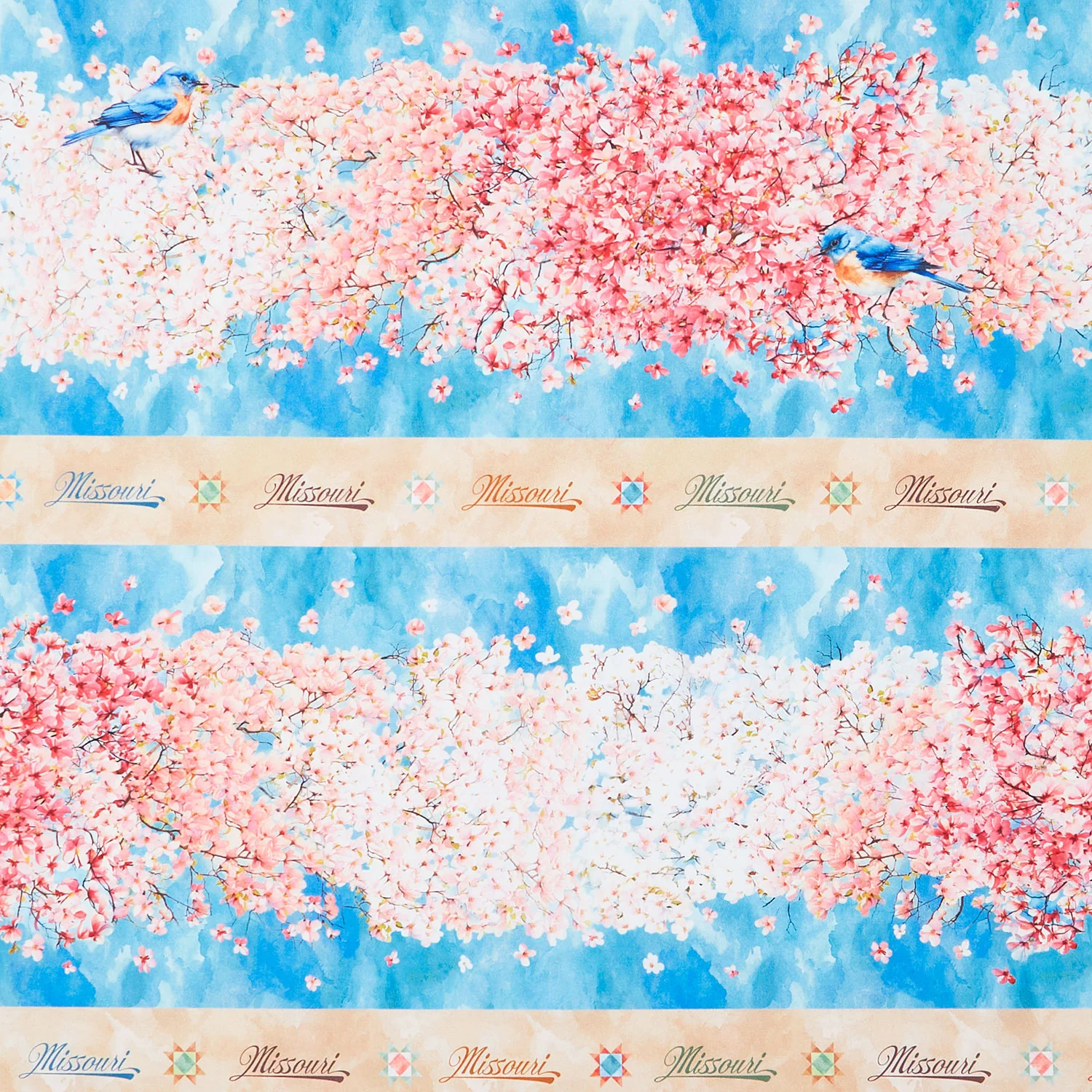 Missouri Shop Hop 2024 - Flowering Dogwood Blossom Stripe Yardage