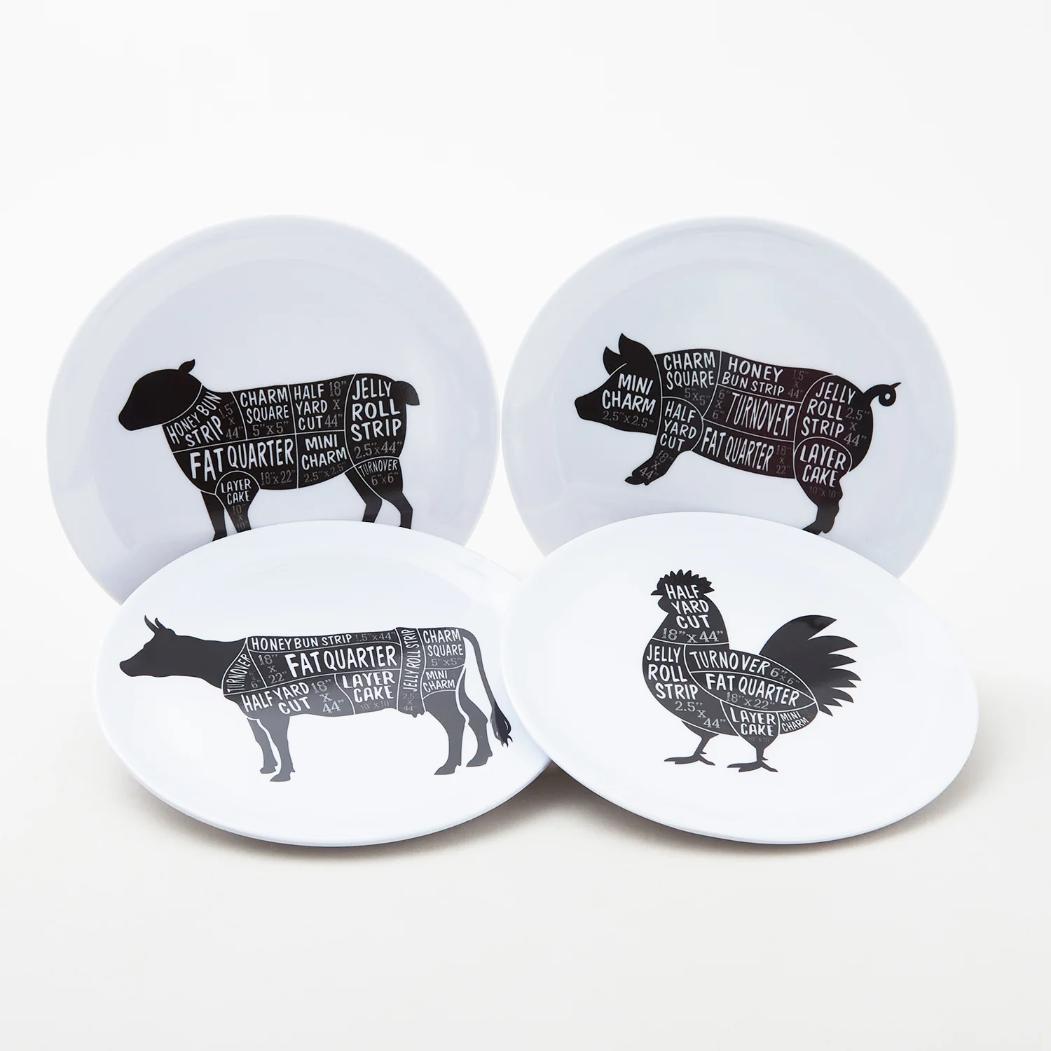 Missouri Star Animal Fabric Cuts 6" Melamine Plate Set