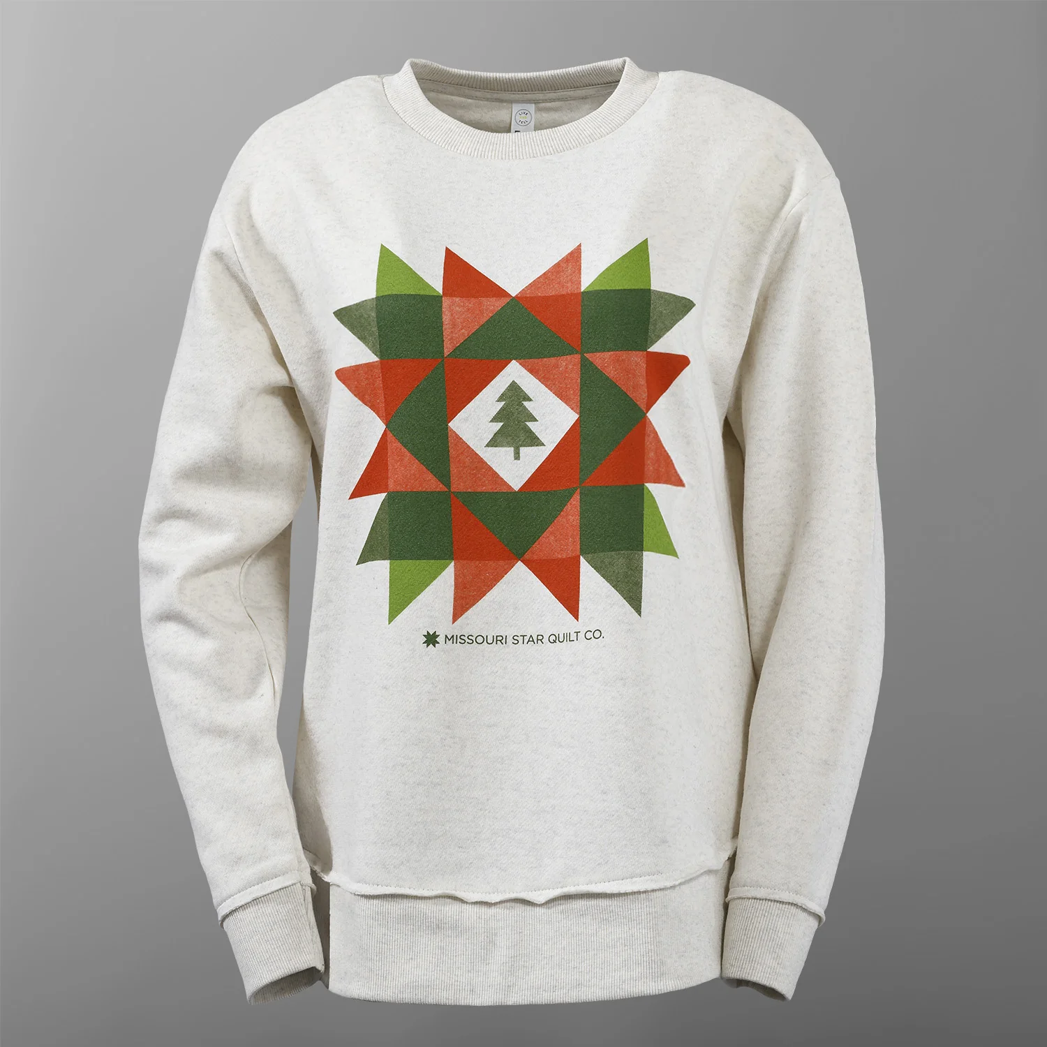 Missouri Star Christmas Quilt Block Heather Cream Sweatshirt - 2XL
