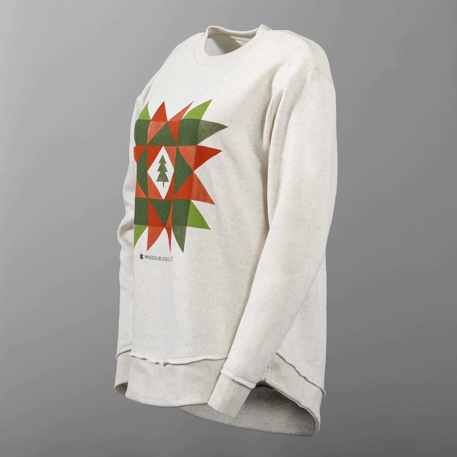 Missouri Star Christmas Quilt Block Heather Cream Sweatshirt - 2XL - Image 2