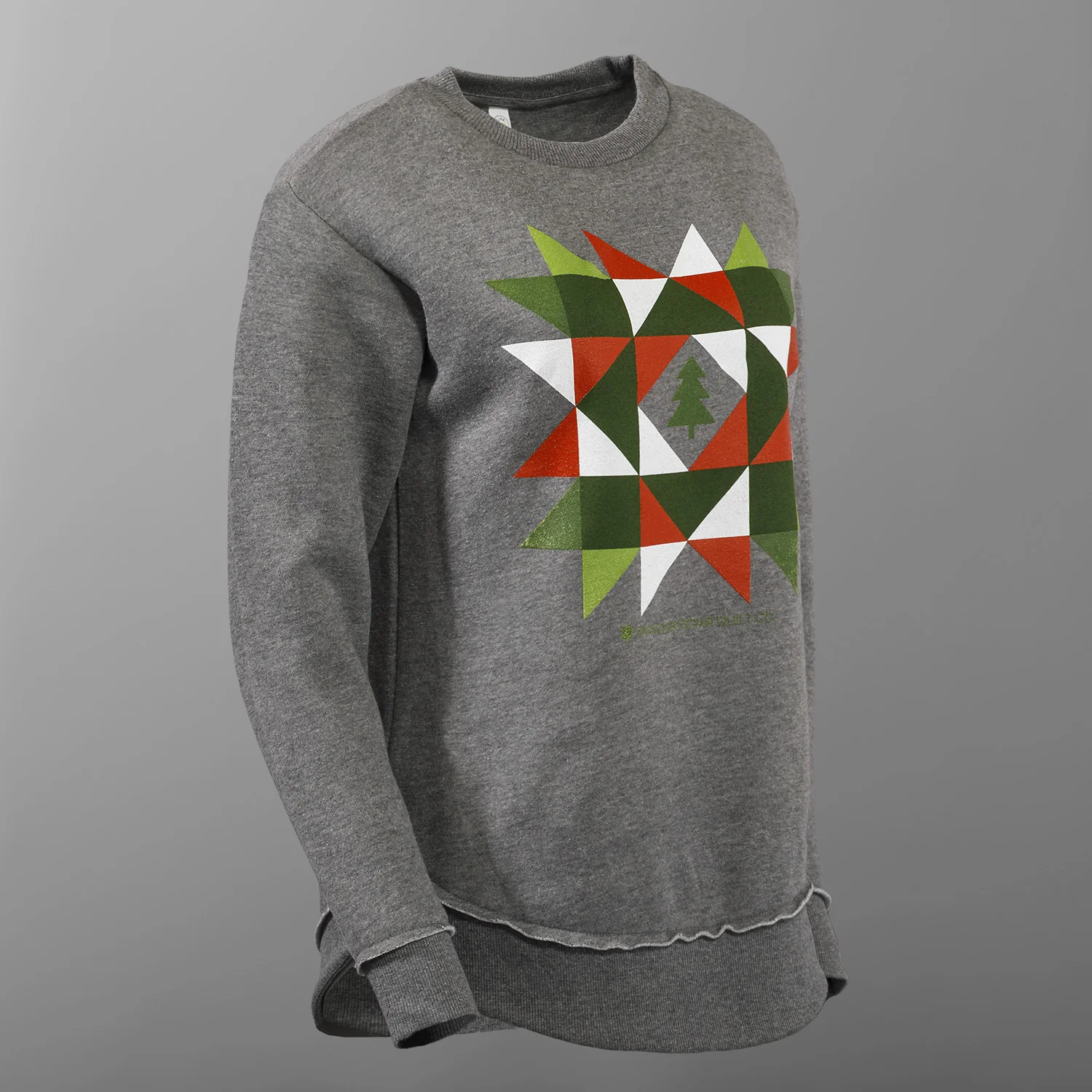 Missouri Star Christmas Quilt Block Heather Granite Sweatshirt - 2XL - Image 3