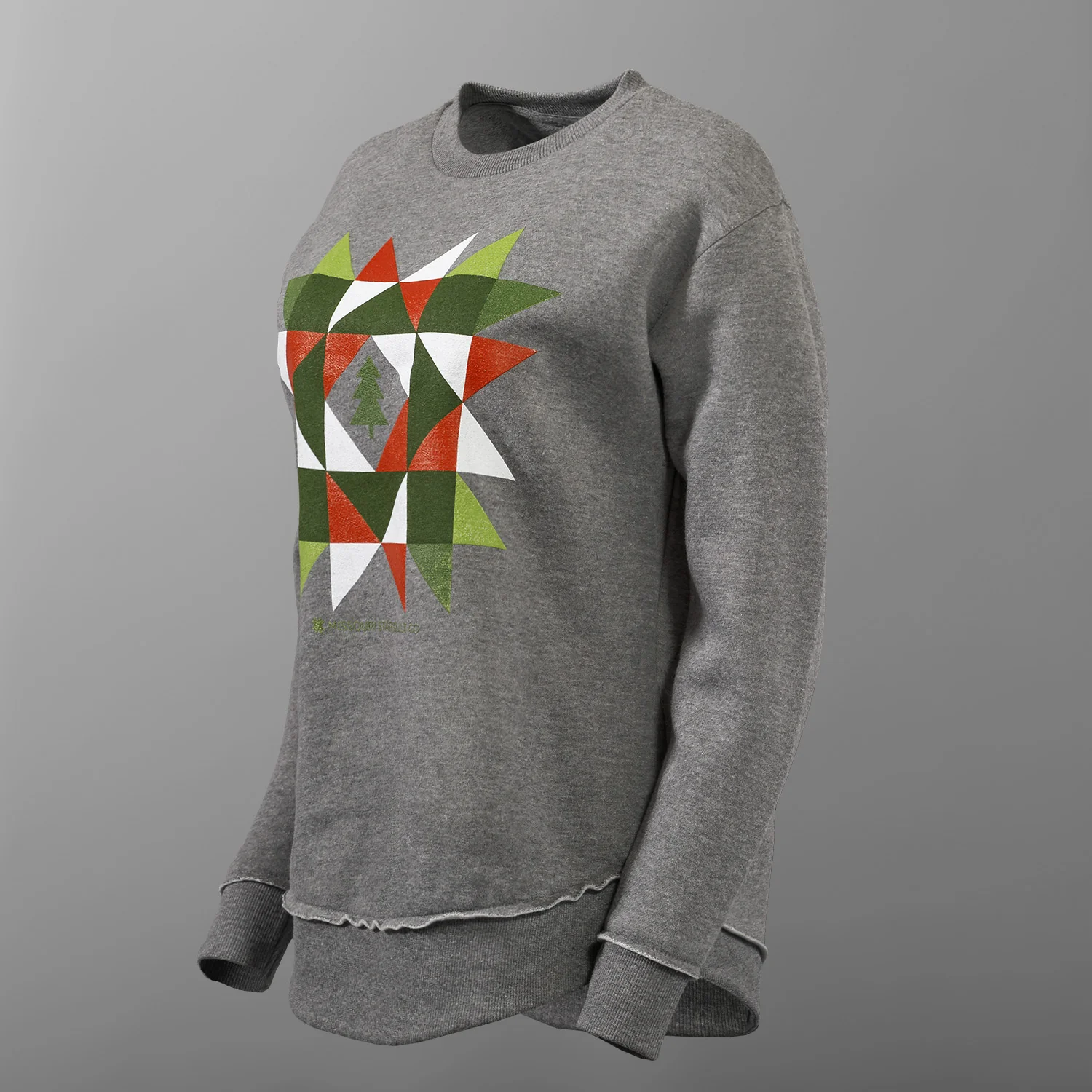 Missouri Star Christmas Quilt Block Heather Granite Sweatshirt - M - Image 2