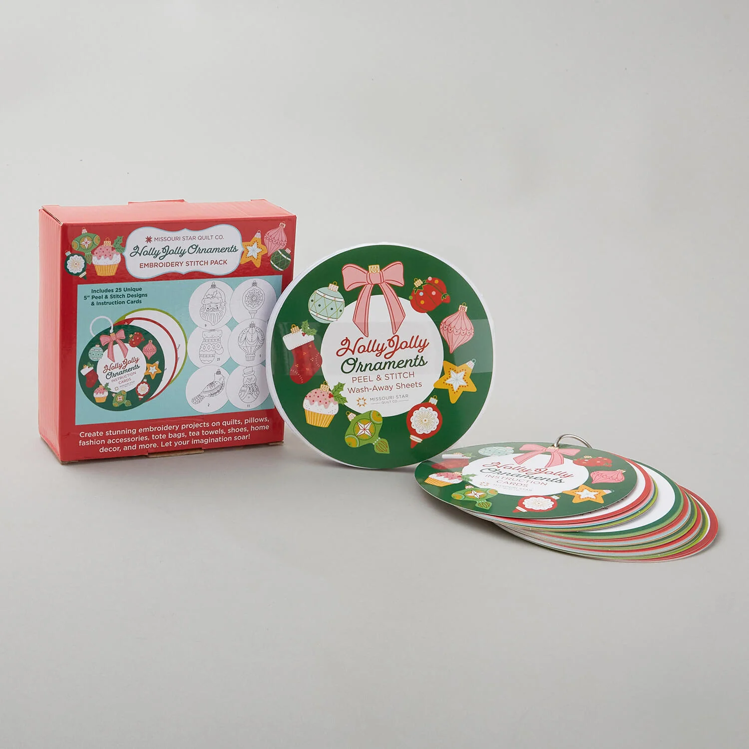 Missouri Star Holly Jolly Ornaments Peel & Stitch Design Pack