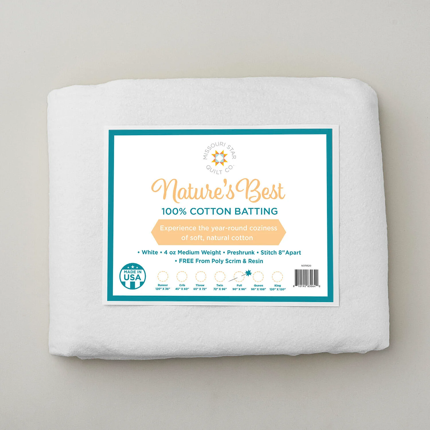 Missouri Star Nature's Best 100% Cotton Full Batting - White