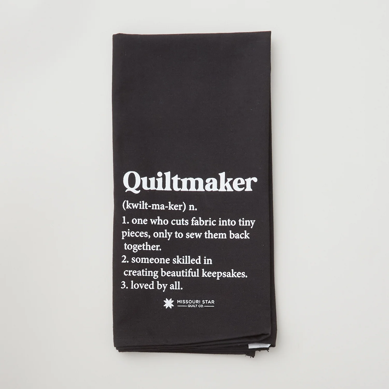 Missouri Star Quiltmaker Black Canvas Tea Towel