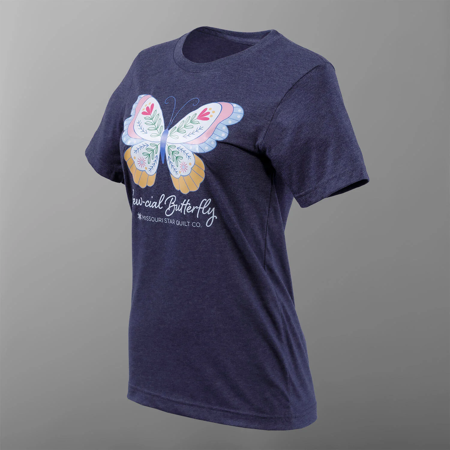 Missouri Star Sew-cial Butterfly T-shirt - Heather Midnight Navy - Image 28