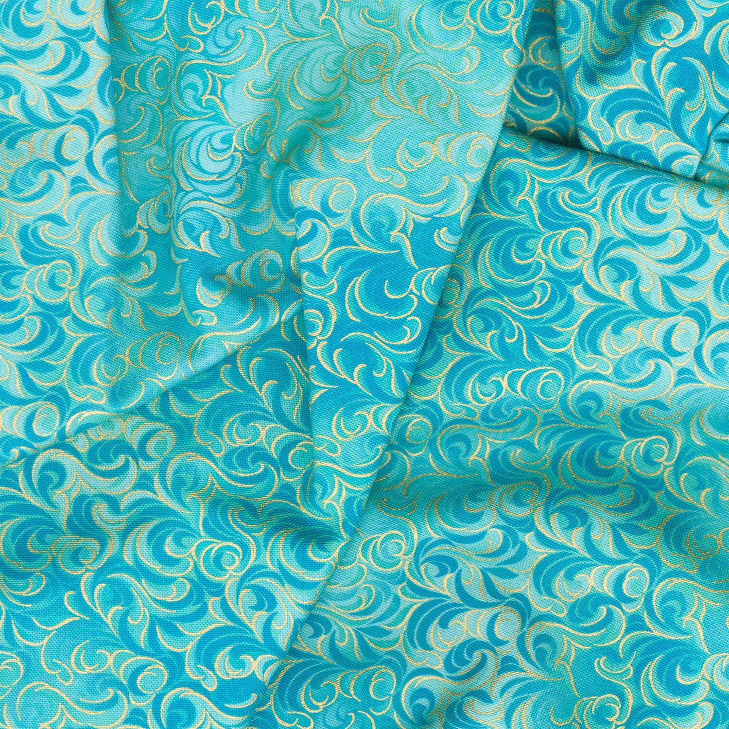 Mixed Metallics - Swirls Aqua Metallic Yardage - Image 2