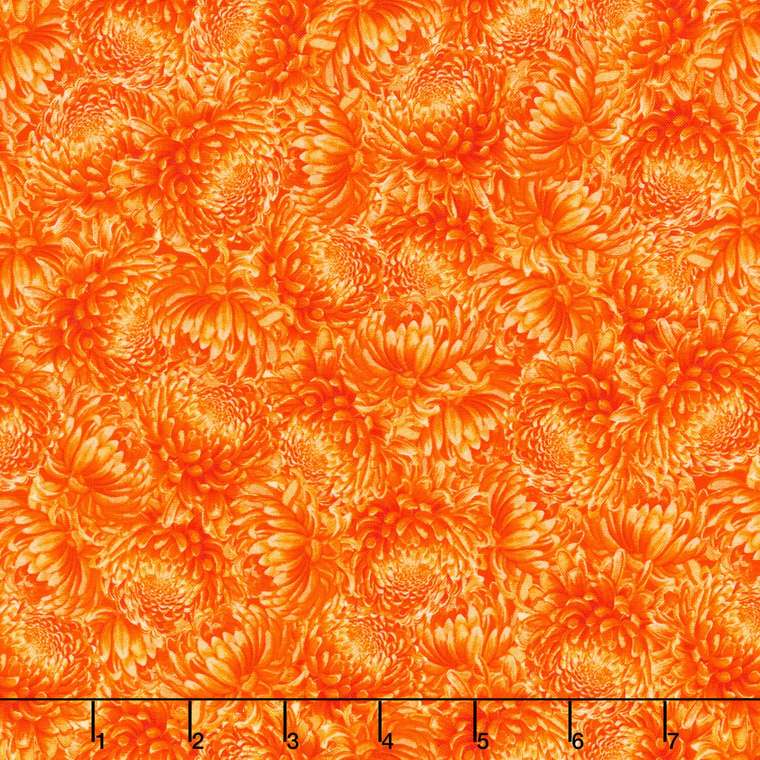 Monarch Meadow - Packed Chrysanthemum Orange Yardage