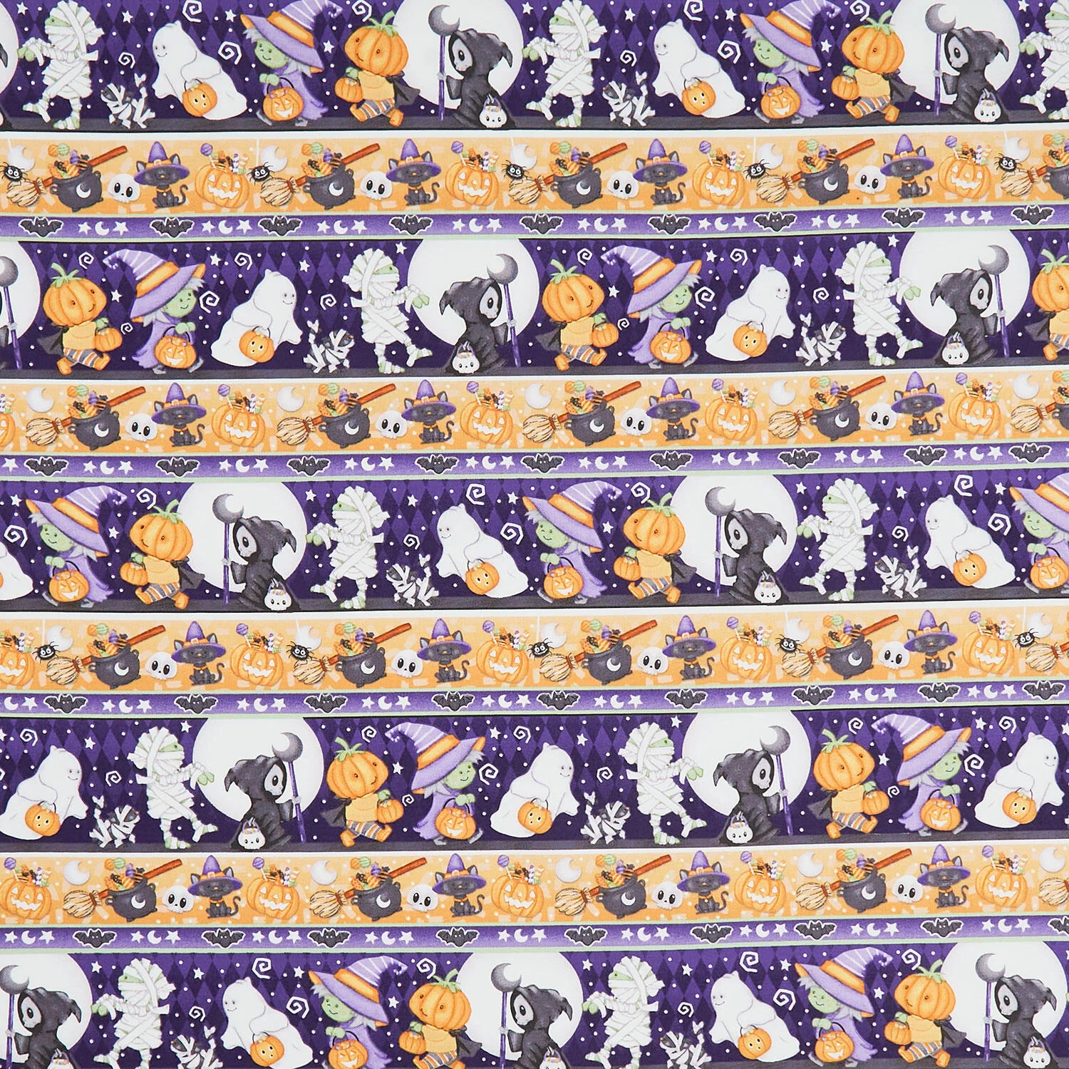 Moonlight Mischief - Novelty Stripe Glow in the Dark Multi Yardage