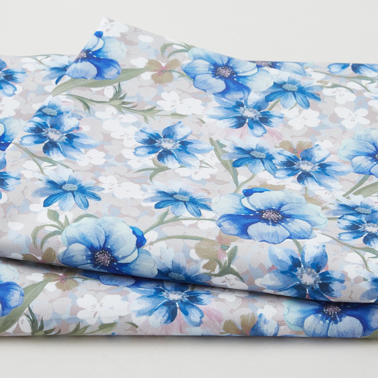 Morgan Favorites - Blue Buds Taupe 2 Yard Cut